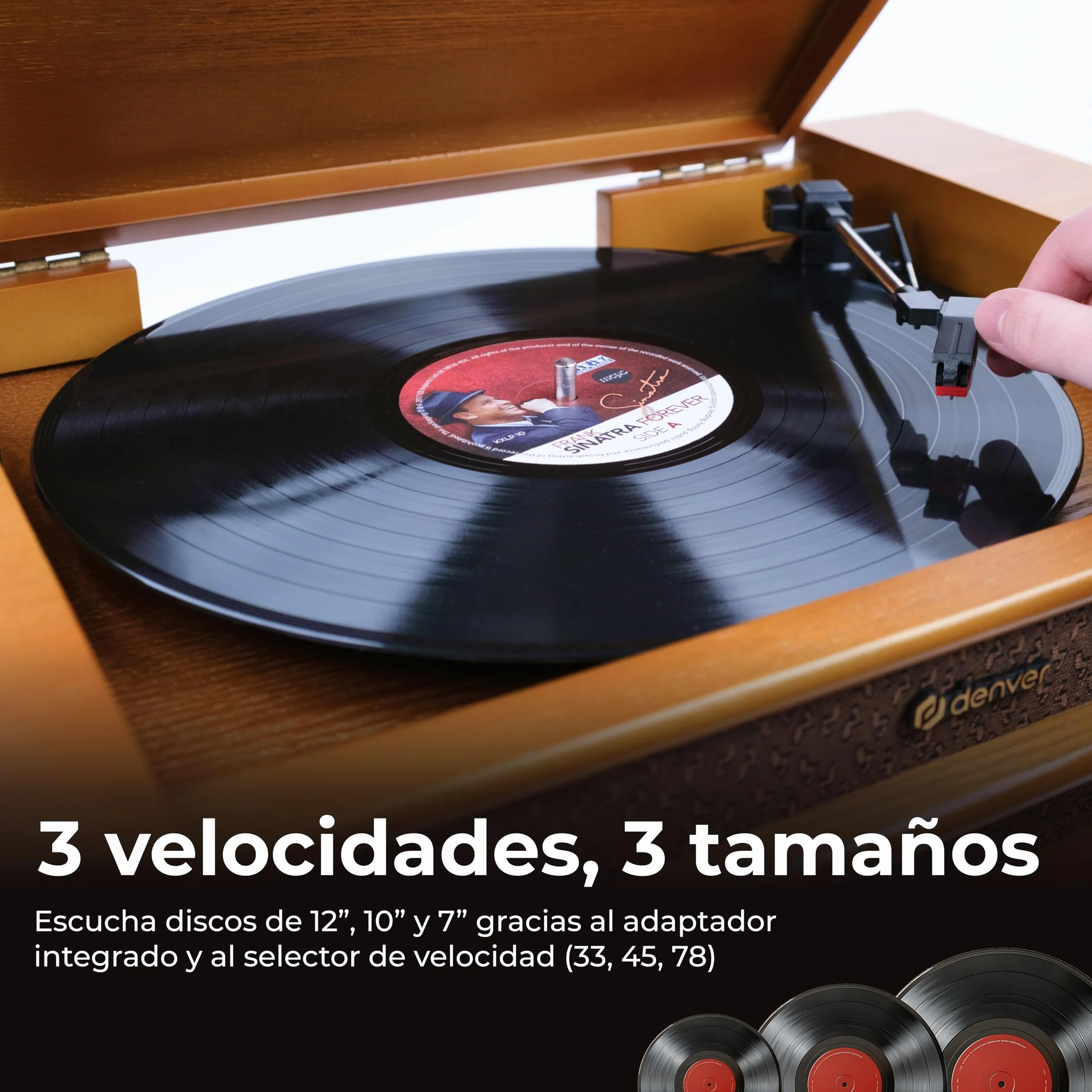 Denver MRD-51 Cadena Musical Retro Madera, Tocadiscos, CD, Casete, Dab+/FM, USB, grabación a USB, Altavoces Integrados