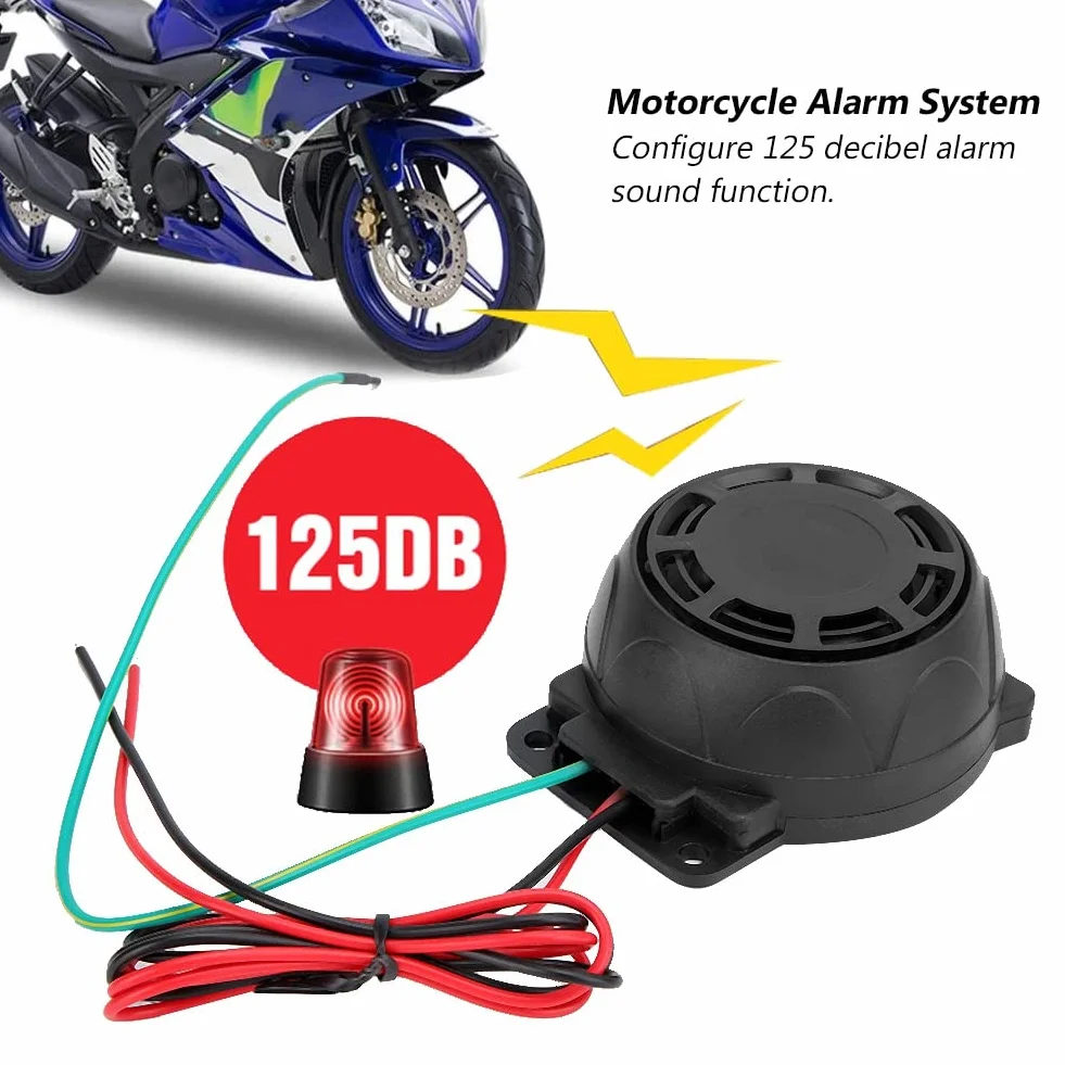 Alarma para Motocicleta, Kit de Seguridad antirrobo de 12V, Dispositivo de Alarma para Motocicleta súper Fuerte de 115dB, Control Remoto bidireccional, Alarma de Seguridad antirrobo