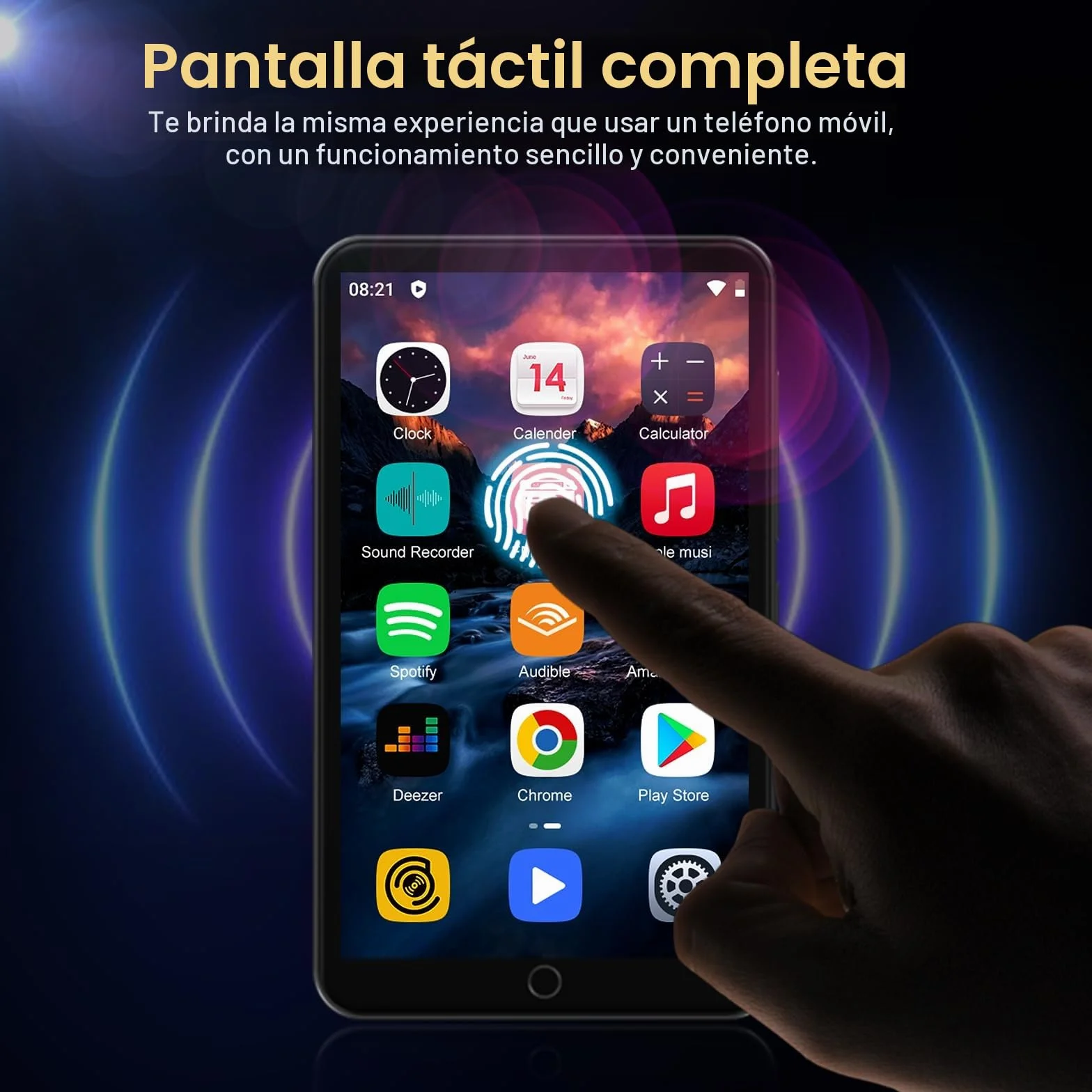 Oilsky 80GB 4" 1080P Pantalla táctil Android 9.0 Reproductor MP3 MP4 Bluetooth WiFi Portátil Música Spotify Audible Negro