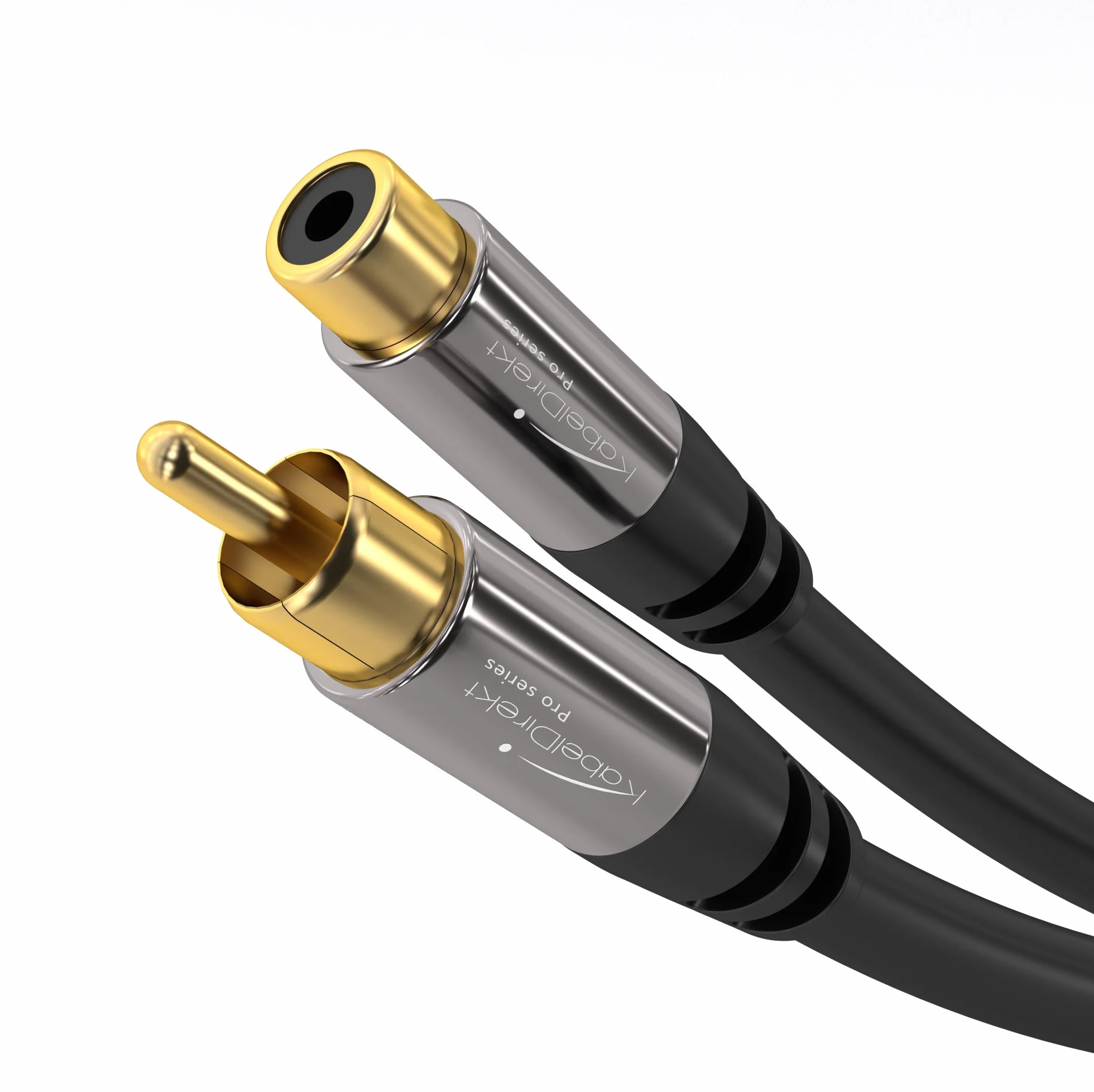 KabelDirekt – Cable de extensión Cinch, Audio/Digital/Video – 1,5m (cable coaxial, conectores macho/hembra RCA, para subwoofer/amplificador/HiFi, audio analógico/digital o video compuesto, 75 ohmios)