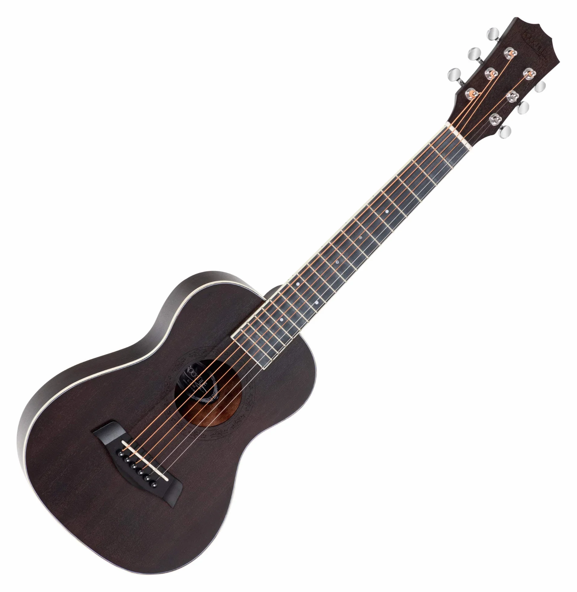 Rocktile G-10 BK Guitarlele Negra - Guitarra acústica en formato de viaje - Tapa: Cedro - Fondo y aros: Caoba - Mástil: Okoume - Escala: 51 cm - Acabado abierto en negro