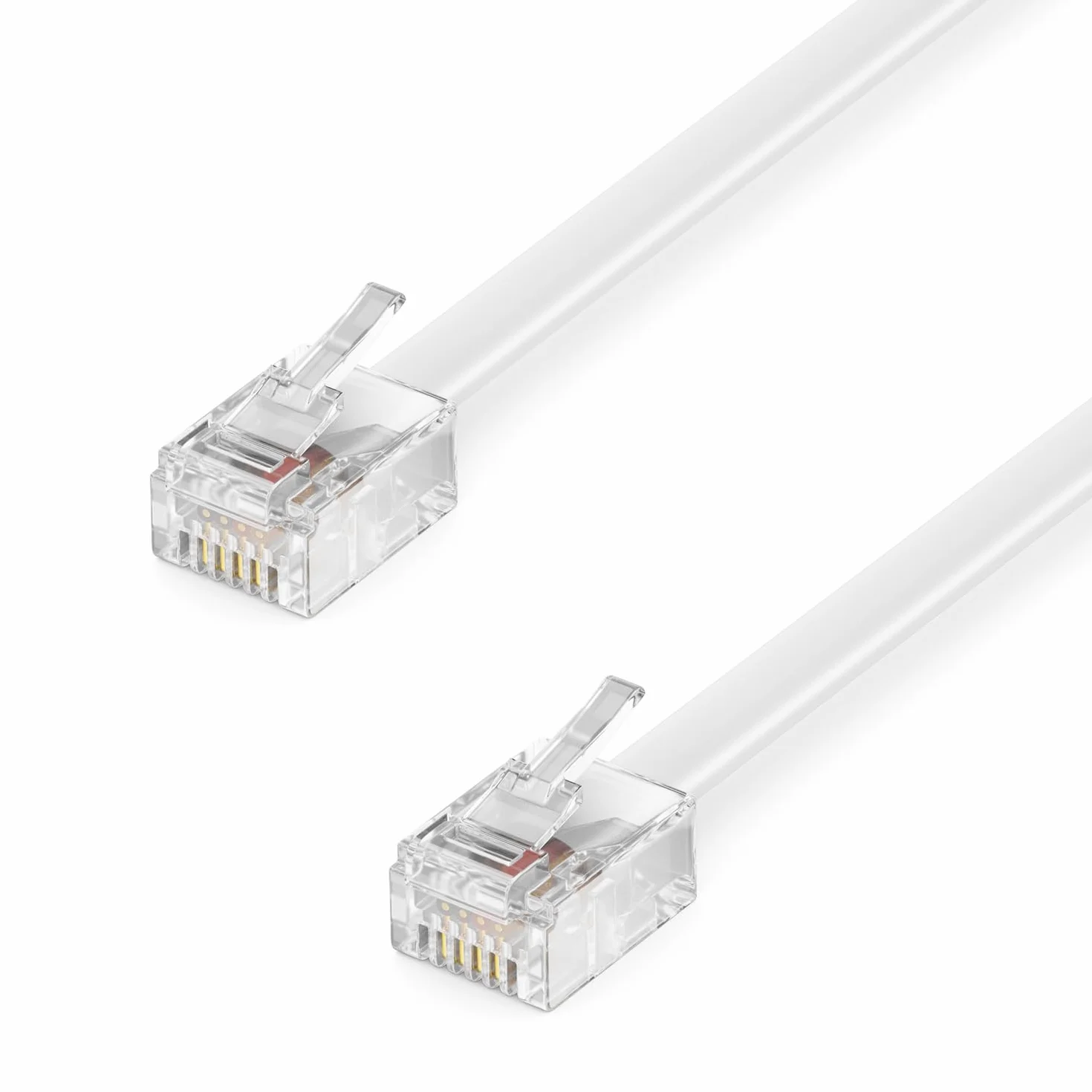 deleyCON 1m RJ11 Modular 6P4C Western Cable Telefónico Plano Blanco