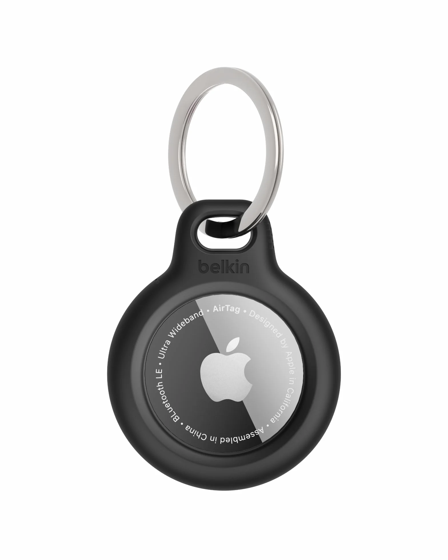 Belkin Llavero AirTag, Funda AirTag Resistente a los Arañazos con Frontal Abierto, Bordes Elevados, Cobertura, Cubierta, Localizador de Llaves, Mascotas, Maletas, Equipaje, Mochila y Otros, Negro