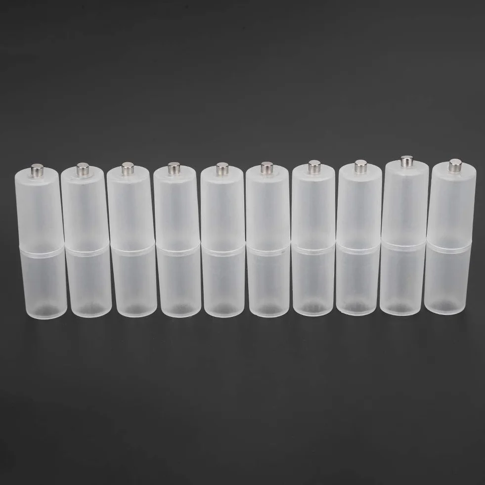 10 Unidades AAA a, Adaptador Convertidor de Baterías 18650 Funda de Tamaño AA Batería Portacebox Portatarjetas Funda Switcher Transparente (Transparente)