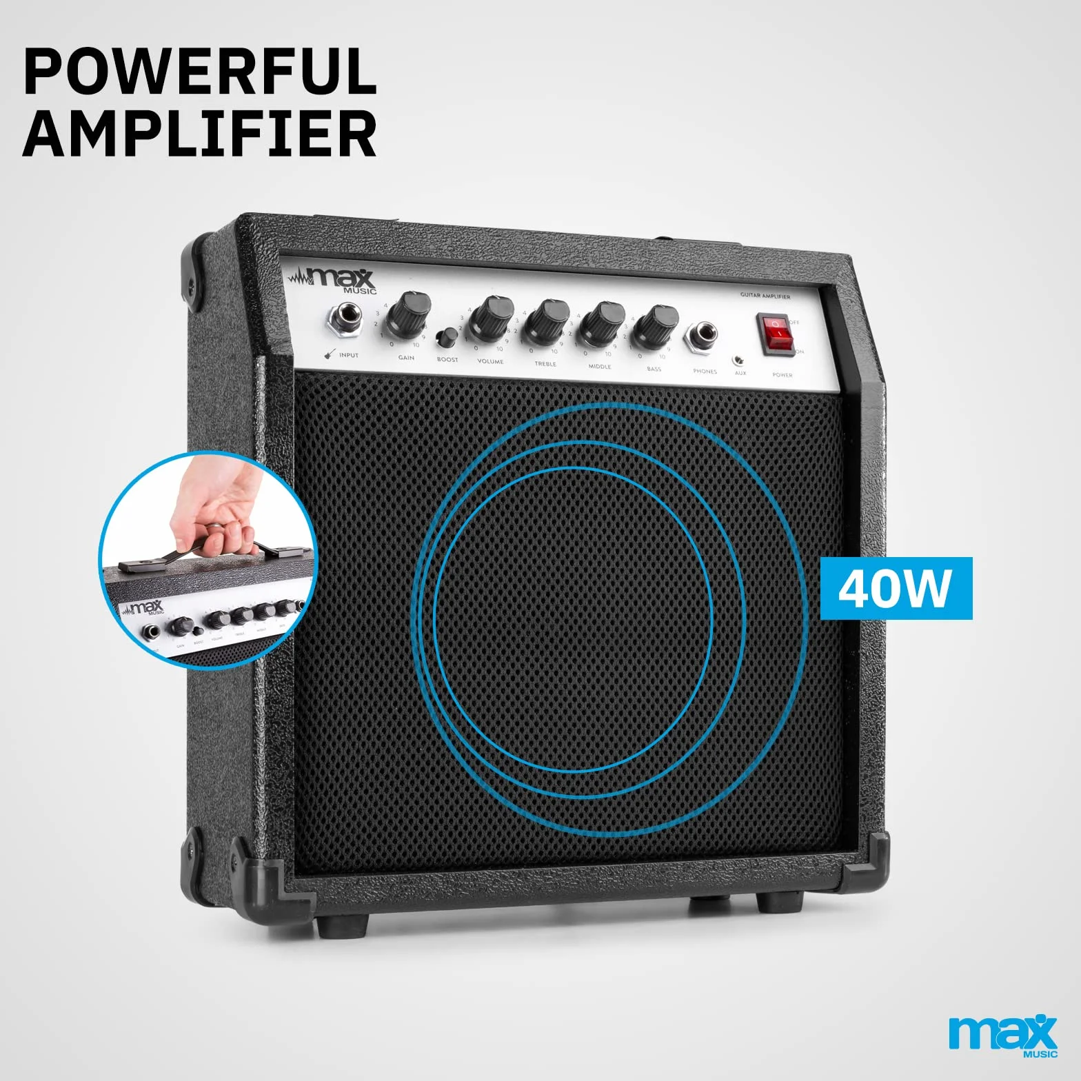 MAX Showkit Guitarra Electroacústica Madera Clara con Cuerdas de Acero de Repuesto, Amplificador, Funda, Afinador, Correa y 2 Púas – Pack Completo Ideal para Principiantes, Ensayos o Regalo