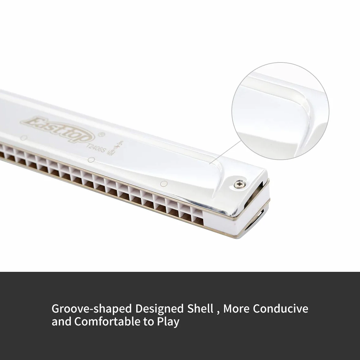 East Top Harmonica, Tremolo Harmonica Key D 24 agujeros T2406S Armónica Armónica para adultos, profesionales, principiantes y estudiantes, como regalo