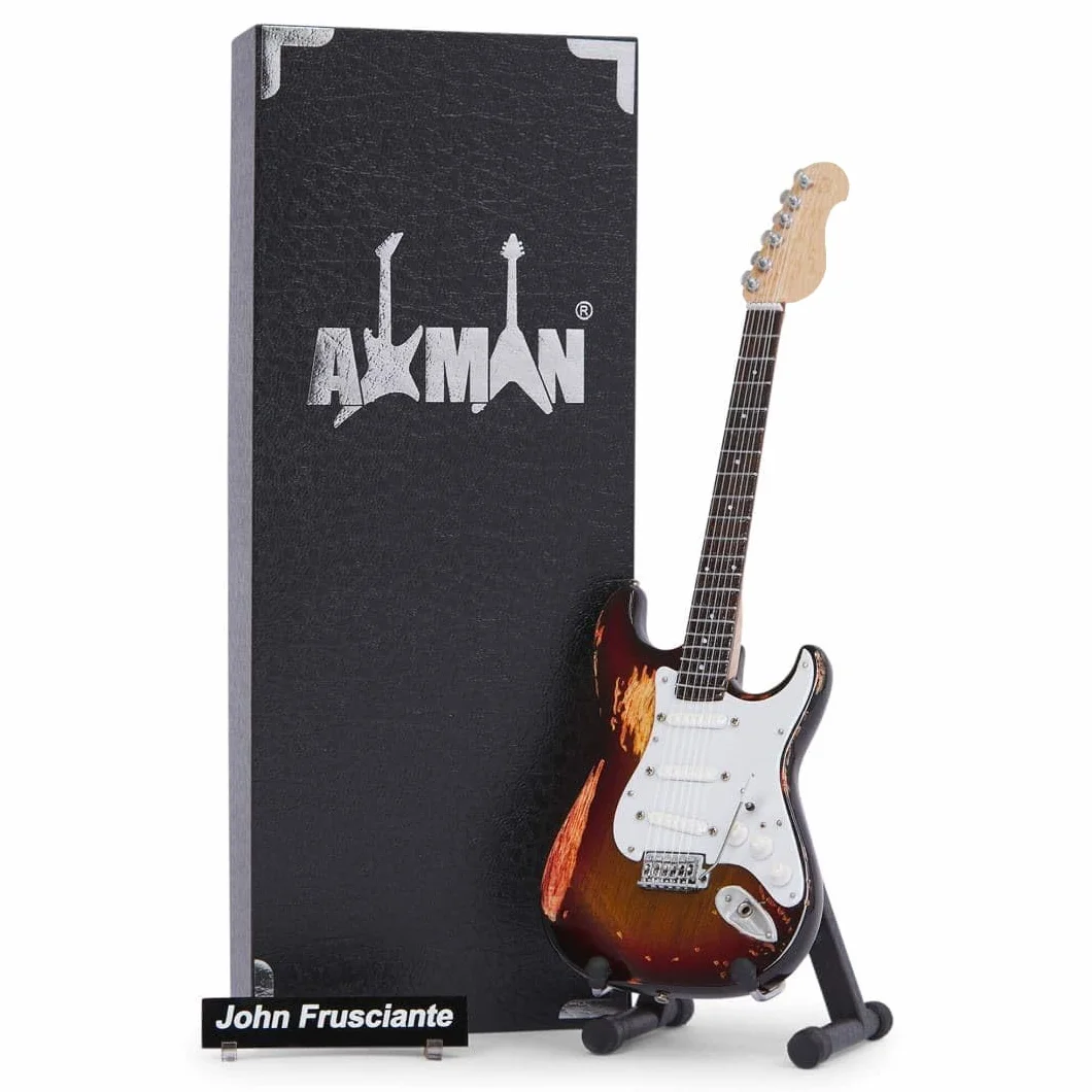 Jonny Greenwood Miniature Guitar Replica - Regalos musicales - Escala 1/4 ornamental hecha a mano - Caja de visualización