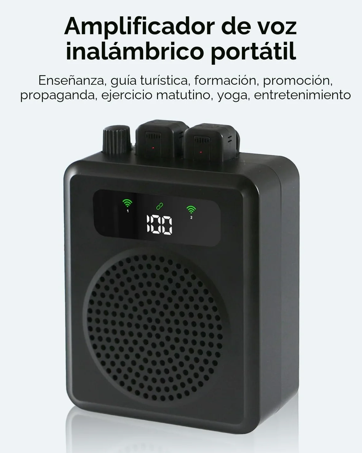 Amplificador de Voz inalámbrico para Profesores, Amplificador de Voz portatil con lavalier micrófonos, Sistema PA 2000mAh Recargable Personal para Aula, guías turísticas, Hablar (Negro)
