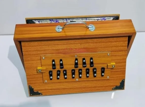 Shruti Box 15x10x3 Pulgadas, Madera Teca y Ply, 440Hz & 432Hz Sur Pete Con Pádel