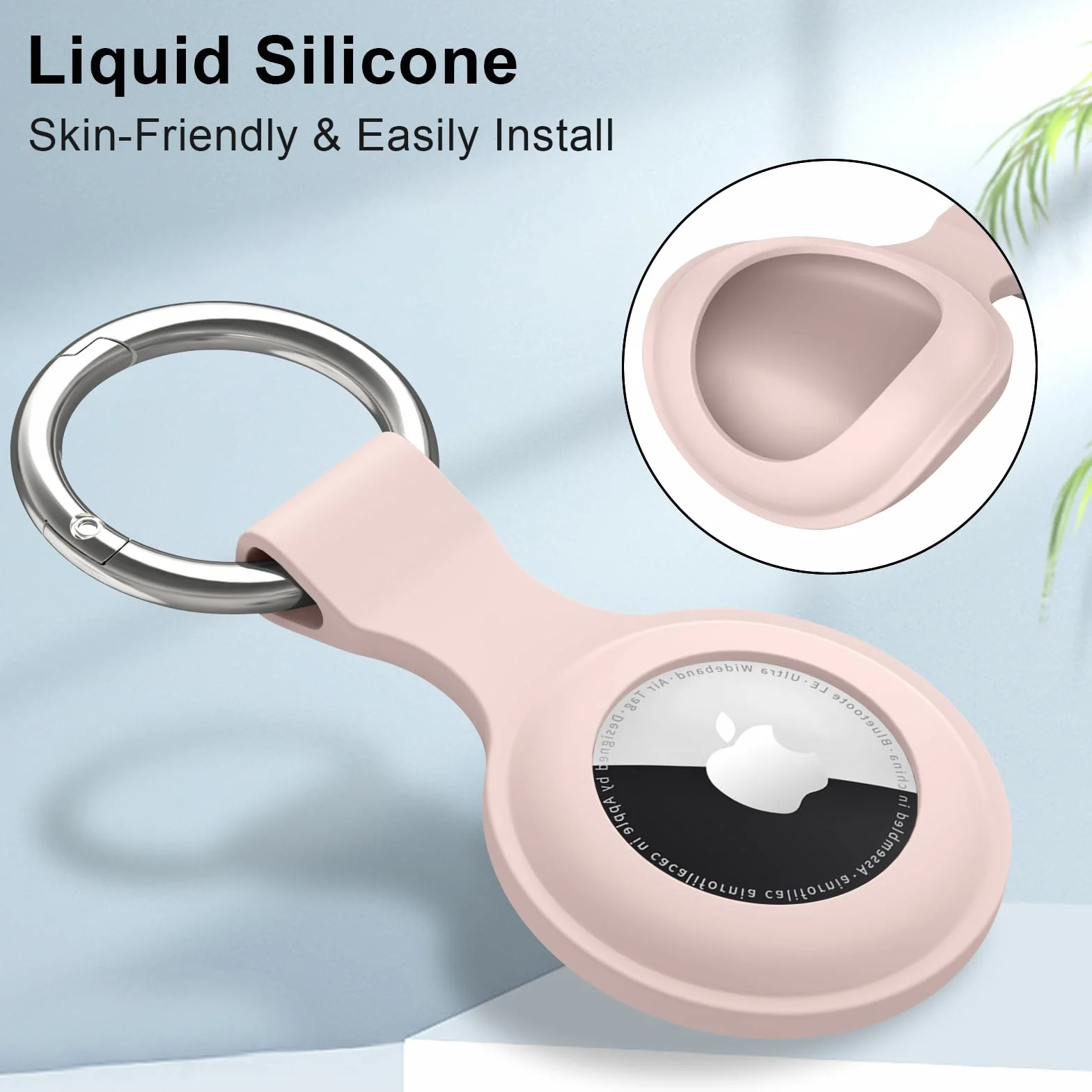 Meliya Funda para AirTag Llavero 2 Piezas Protectora de Silicona Anti-Perdida Violeta Rosa