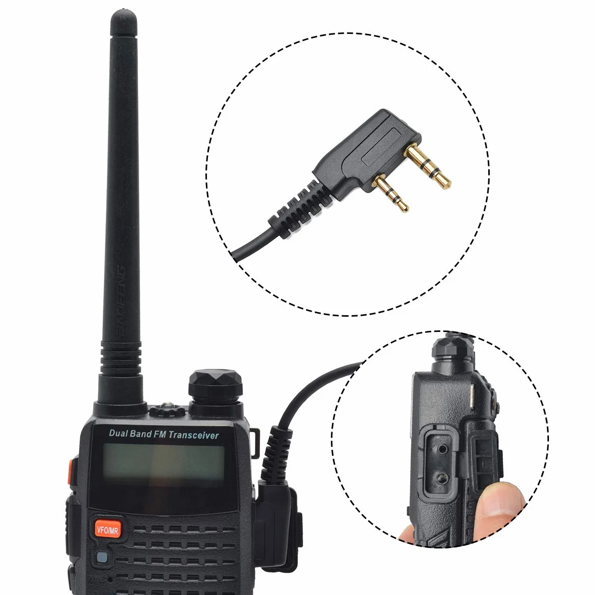 Walkie Talkie Auricular con micrófono, 2 Pines con PTT, Compatible con Kenwood eSnic Retevis Baofeng UV-5R Radio Ear Piece para guardaespaldas de Seguridad (Tubo Transparente, 1 Piezas)