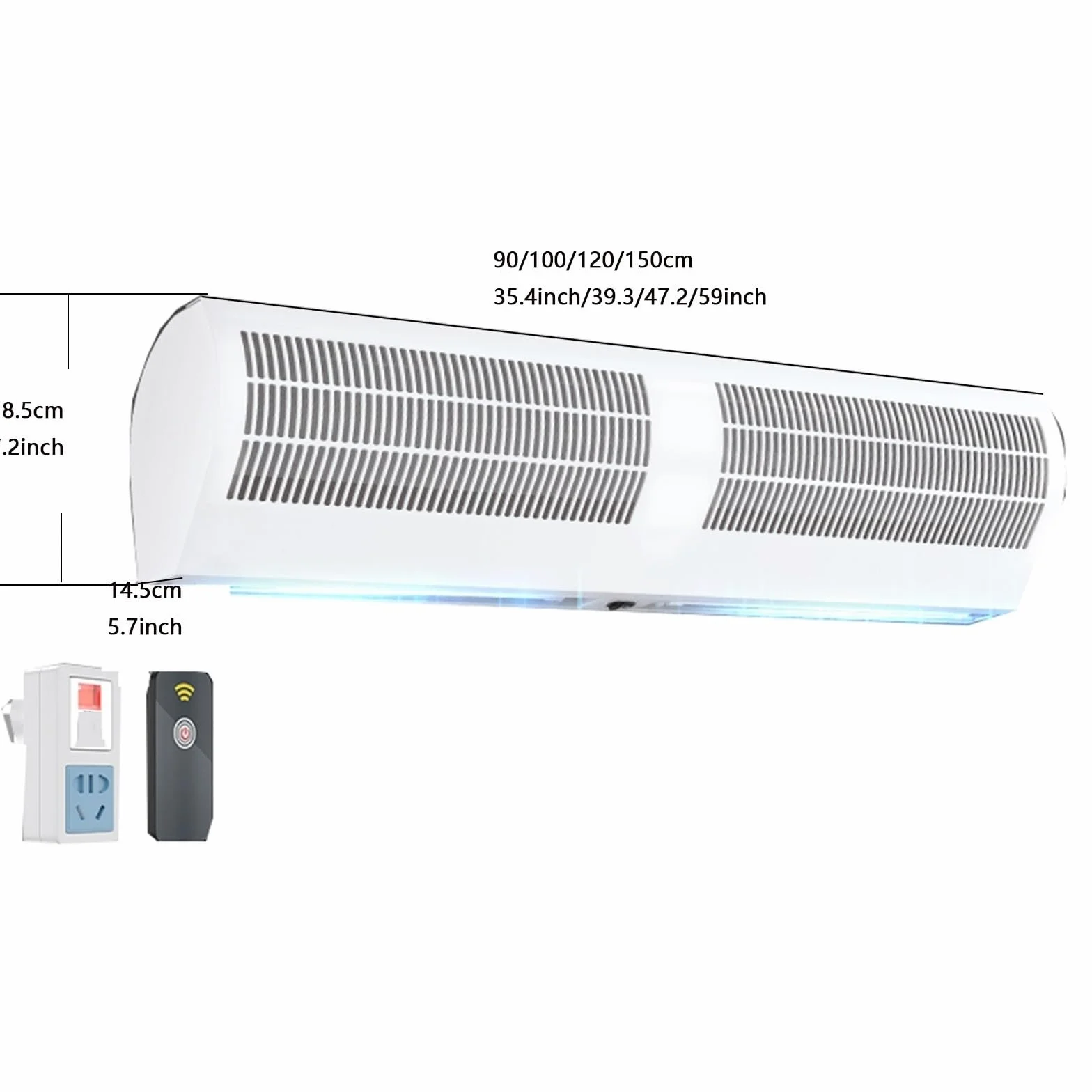 Máquina Comercial silenciosa de Cortina de Aire de Viento Fuerte, máquina de Cortina de Aire con Cabezal de Puerta de Cocina for Catering, (Blanco)(120cm(47.2inch))