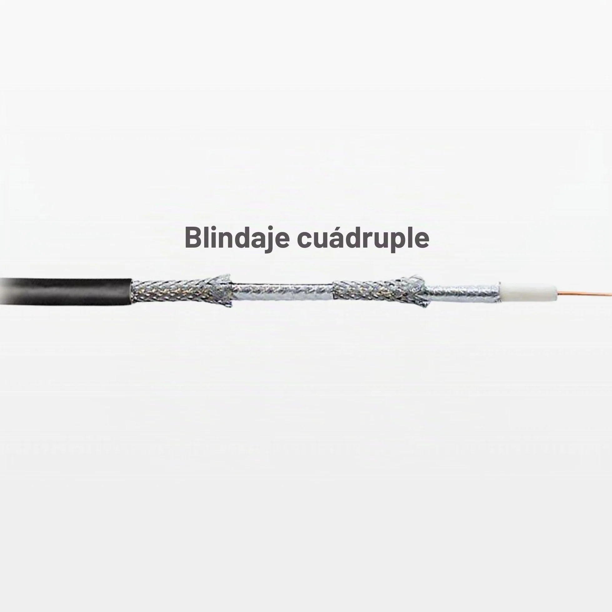 Cable coaxial BASIC negro 50m 135dB 4 veces apantallado CCS para antena TV satélite 10x enchufe F