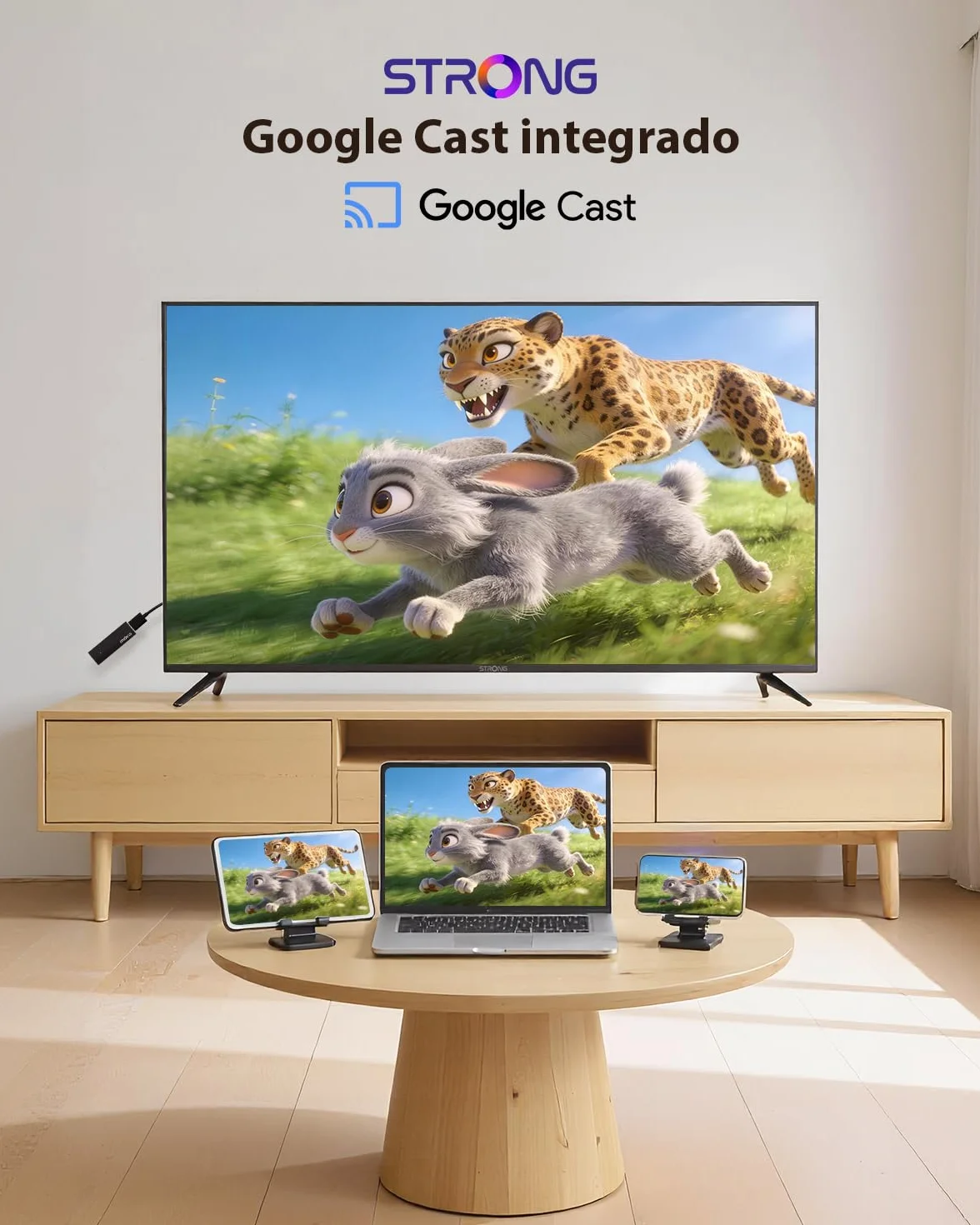 STRONG Leap-UNA Stick De Streaming Android TV, Wi-Fi, Chromecast Integrado, TV Box Android 11, Asistente De Google, HDR10+, Google Play, Netflix, Youtube