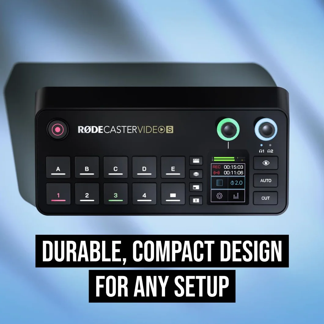 RØDE RØDECaster Video S – Conmutador de vídeo para podcasts y Interfaz de Audio – Multicámara, 4 entradas de Video (HDMI y USB), 1080p60, Escenas de múltiples Fuentes