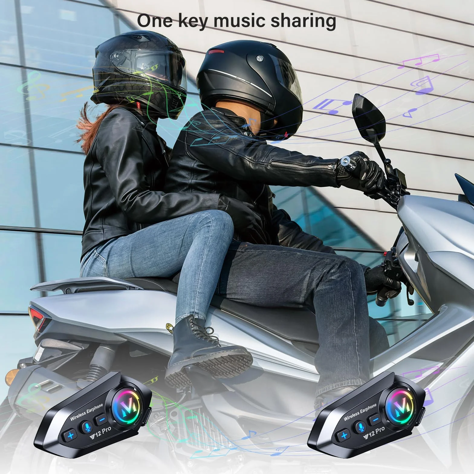 Intercomunicador Casco Moto Bluetooth 5.4 Doble Chip Audio Multitarea Manos Libres 500m Cancelación Ruido DSP CVC IP56