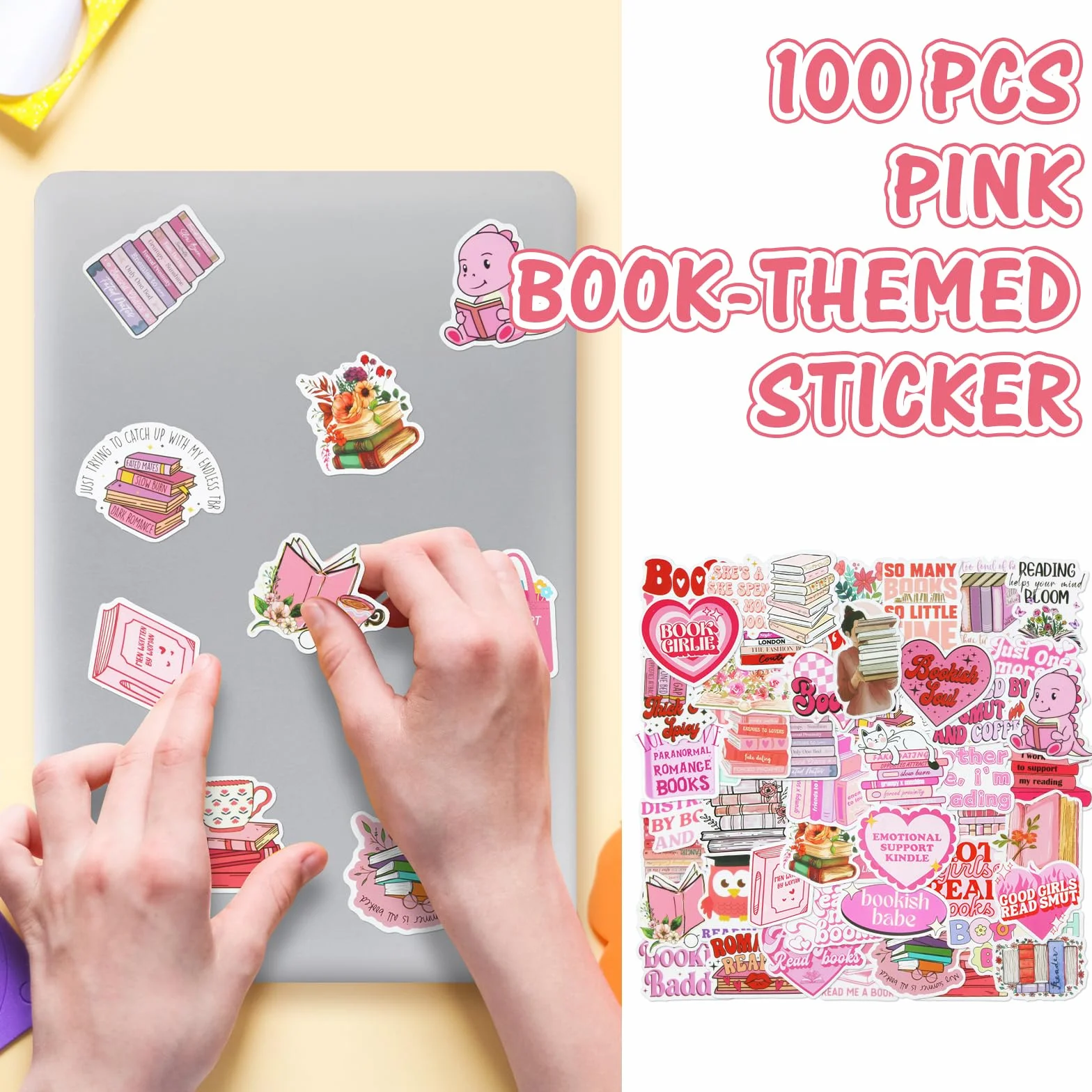 Pegatinas Kawaii para Kindle Rosa Resistente al Agua Juego para Funda Teléfono Móvil Monopatín Ordenador Portátil