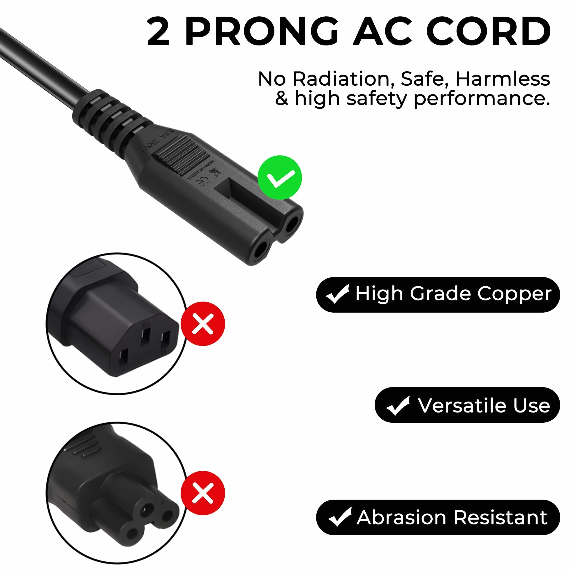 Meliya Cable de Alimentación Euro Conector en Zócalo Cable C7 Euro 8 Cable para Pequeños Electrodomésticos TV,DVD,Monitor,PS5/ PS4/ PS3/ Xbox Series X/S(2M)