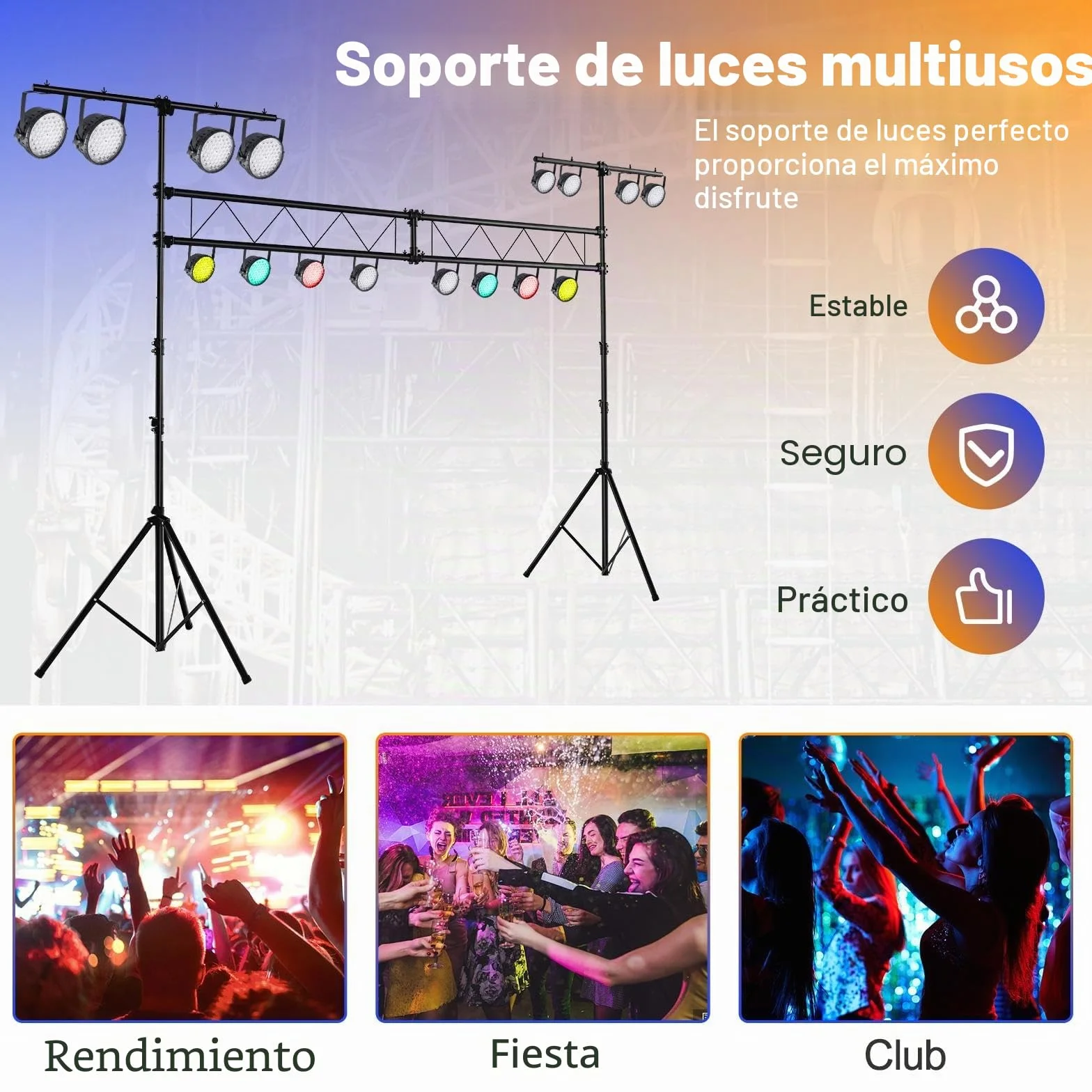 SOARS Soporte de Luz Profesional, Soporte de Luz para Dj de 180-360 cm de Altura Regulable, Soporte de Luz Metálico con 32 Puntos de Montaje, Iluminación de hasta 100 kg de Capacidad de Carga