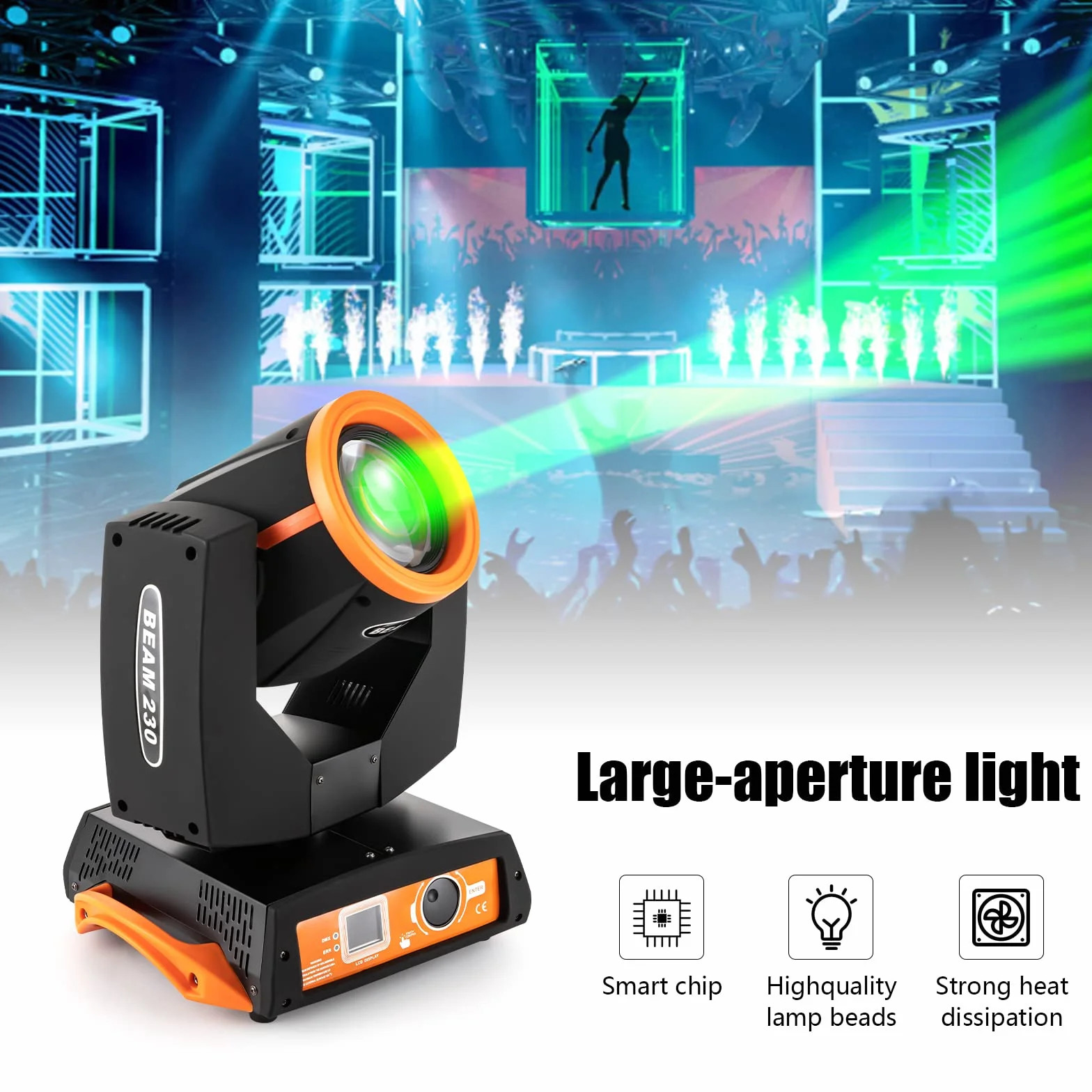 Luz de fiesta, 230 W, 7R, Sharpy Beam Led 17 Gobo 24 Prisma Beam Moving Head Dmx Halloween Spot Iluminación de escenario 14 colores Dj Lights 16ch 8 prismas Faro Dmx512 Control