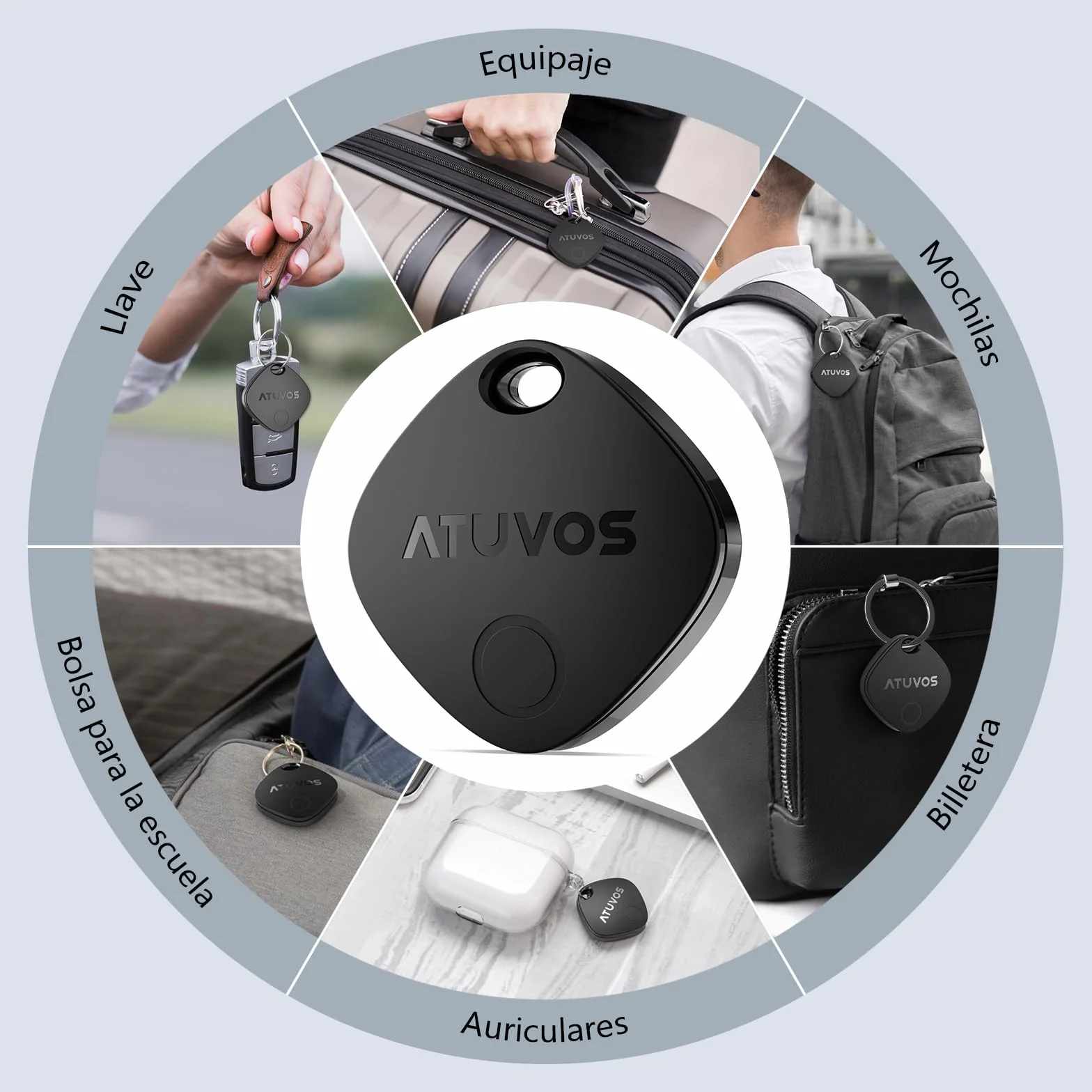 ATUVOS Air Tag Pro Smart Tag Tracker para Android & iOS, Dual Sistema Buscador de Objetos Compatible con Google Localizador o Apple Buscar APP, para Llaves/Equipaje/Maleta.Batería Reemplazable. 2 Pack