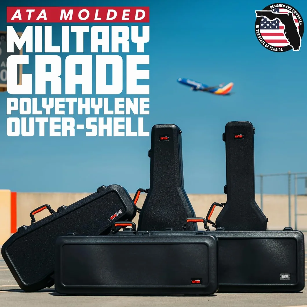 Gator Cases Estuche Moldeado para Guitarra Bajo con Cierre Aprobado por la TSA; (GTSA-GTRBASS)