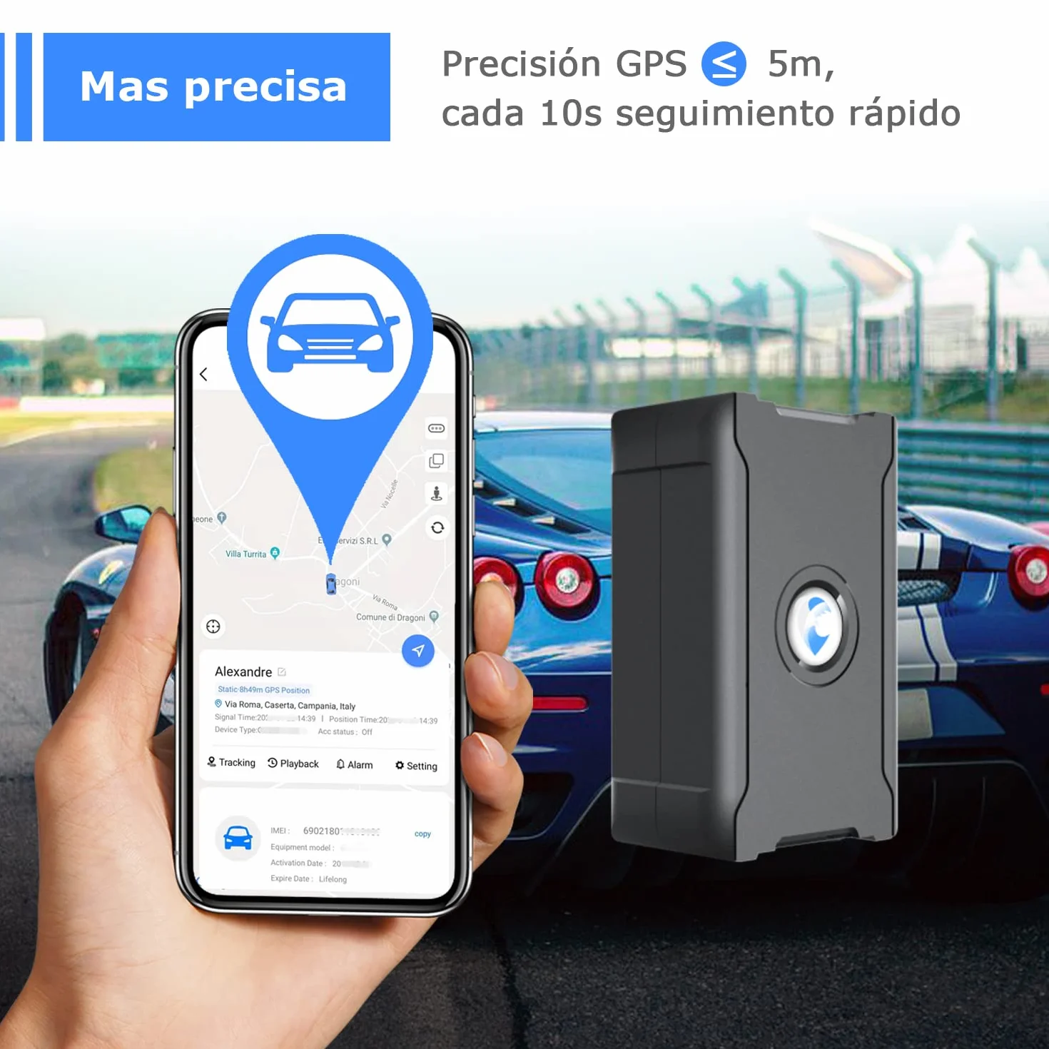 Rastreador GPS para vehículos IP67 magnético geocerca antirrobo batería 30 días