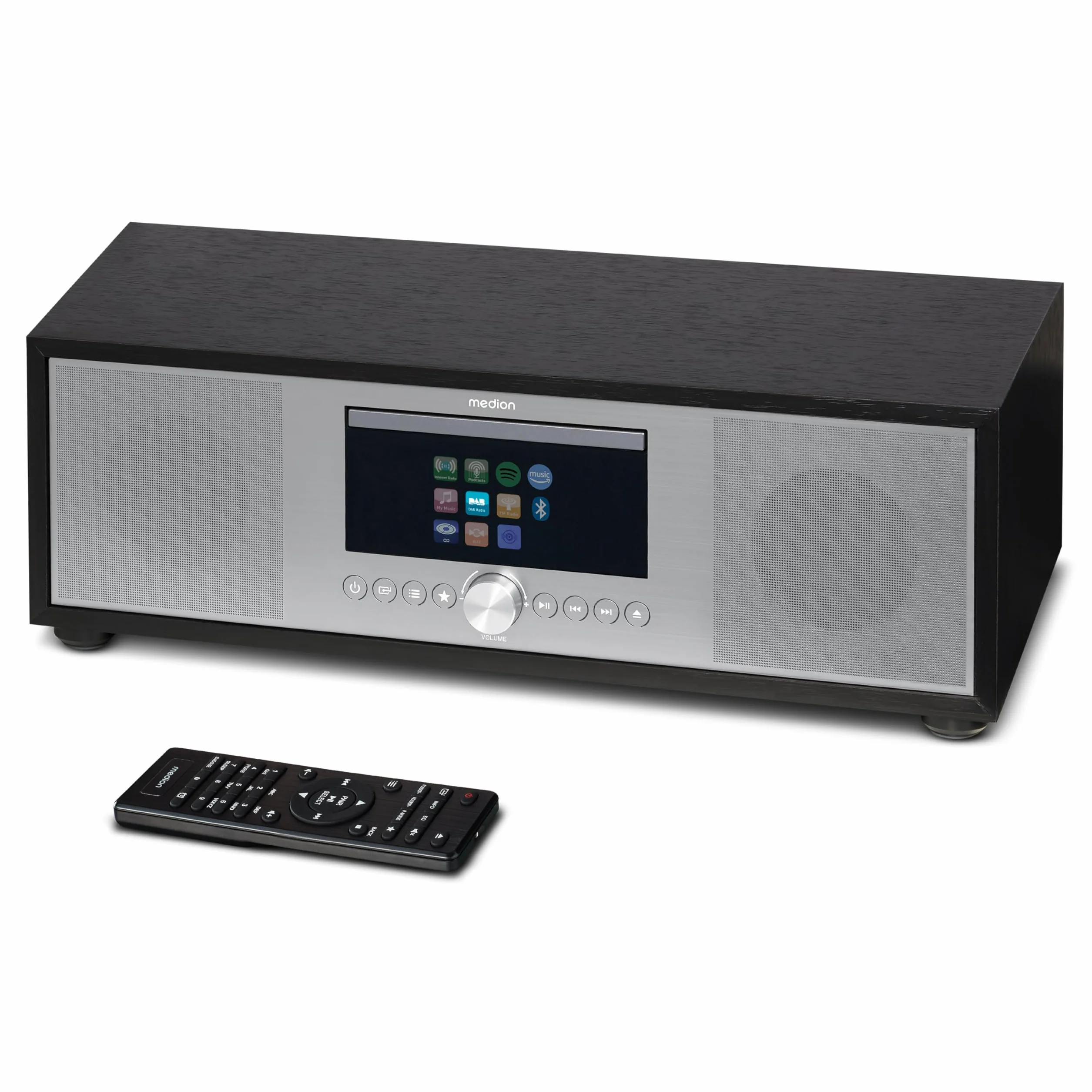 MEDION P66400 Sistema de Audio 2.1 All in One con Subwoofer Plata Radio Internet Dab+ CD MP3 Spotify