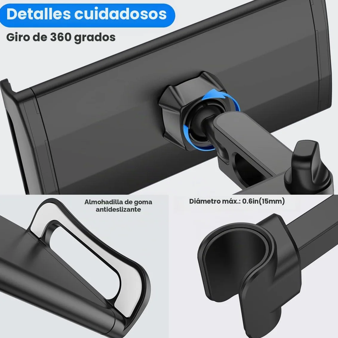 Soporte Tablet Coche, Soporte Reposacabezas para Tablet ,Soporte Tablet de Coche con Apoyo 360 Rotación para 4,7~13 Pulgadas iPad, iPhone, Galaxy Tab, Huawei Mediapad, Switch et d'autres Smartphones