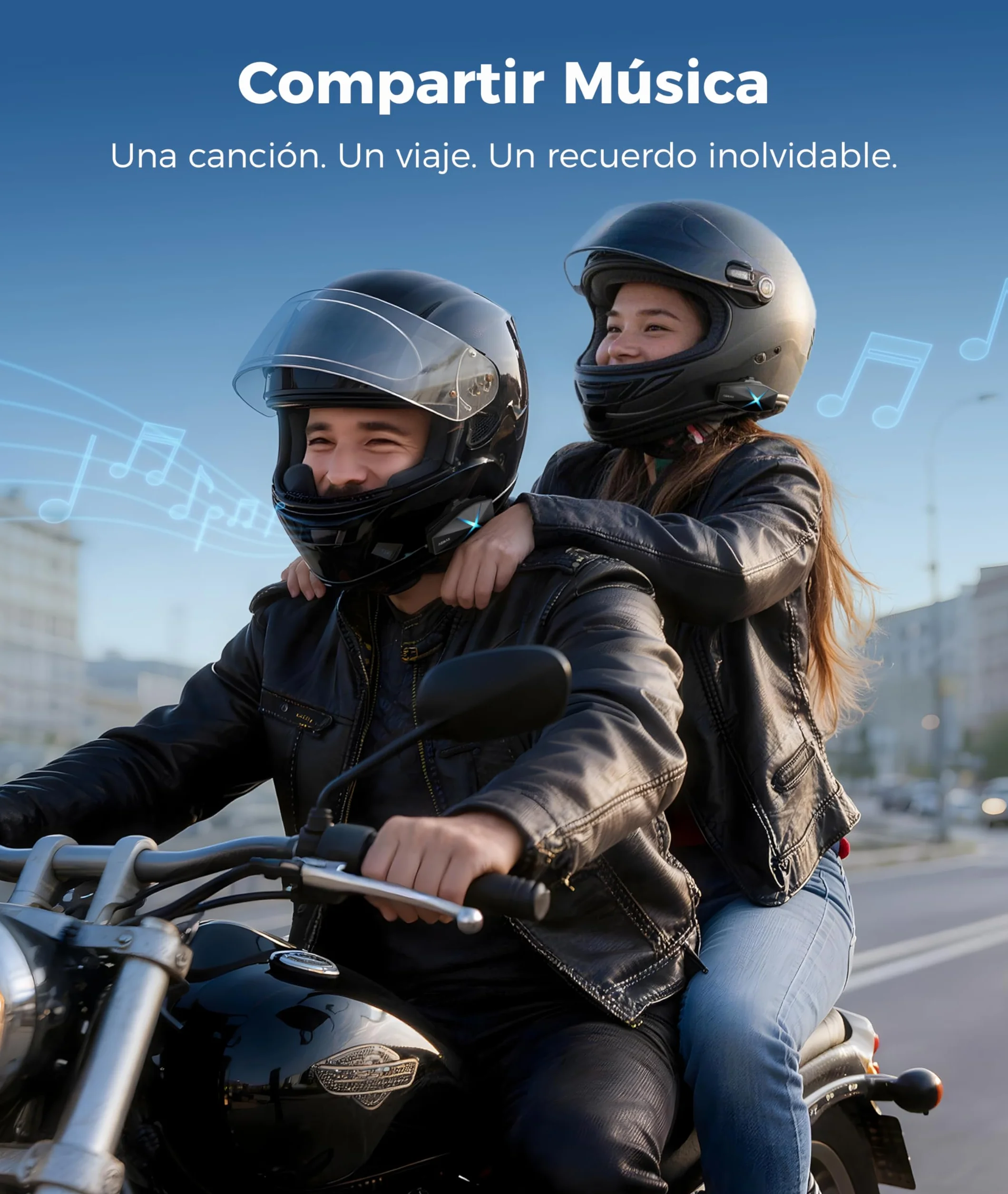 ASMAX Intercomunicador Casco Moto Bluetooth 10 Vías Mesh, Control de Voz Español, Carga Rápida, ENC Cancelación Ruido