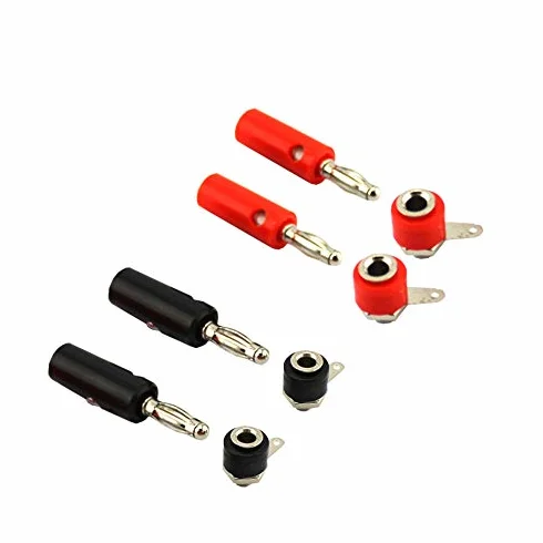 4 Juegos Conectores Banana 4 Conector Macho y 4 Hembra 4mm Rojo y Negro.