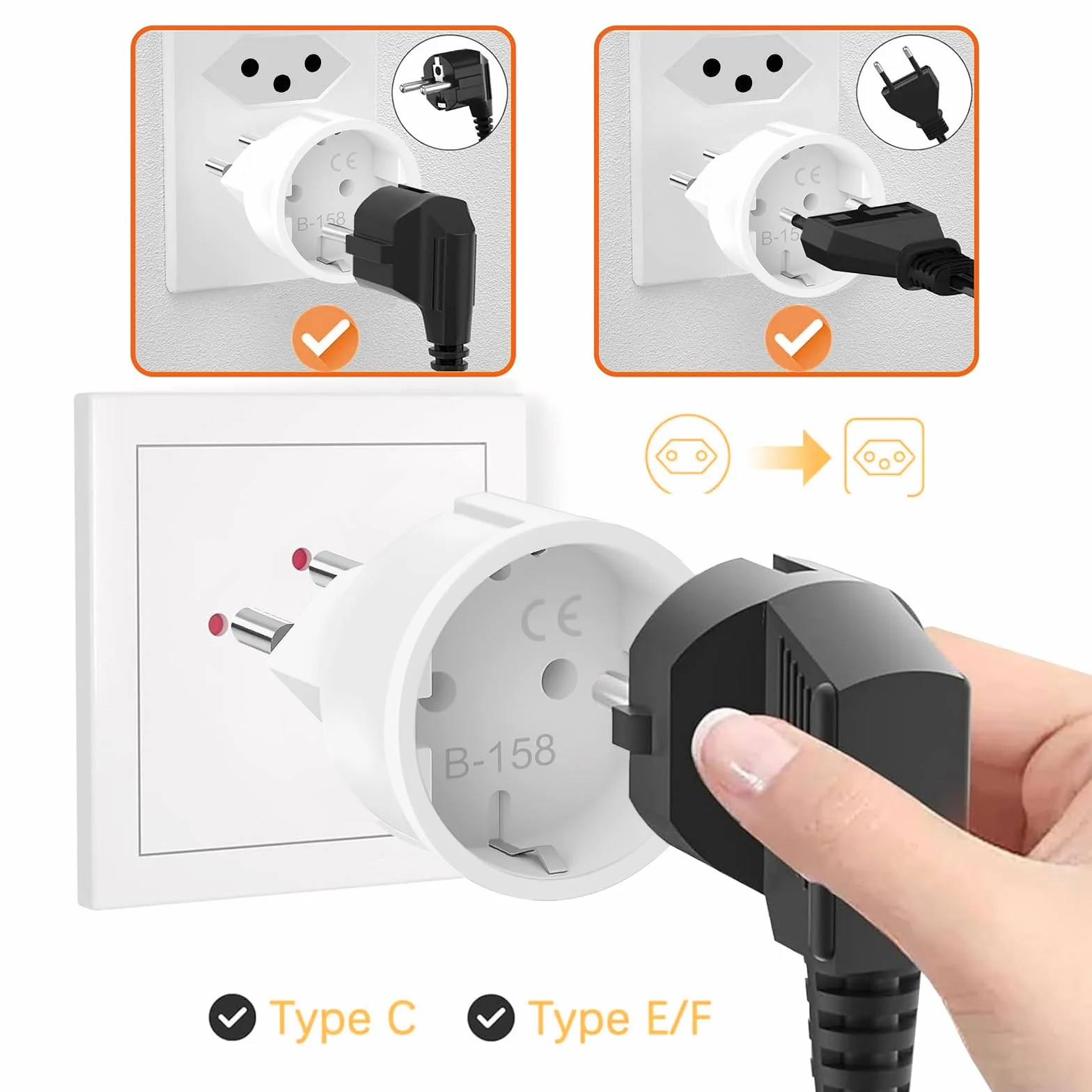 Adaptador Enchufe Suiza, 3 Piezas Adaptador Enchufe Suiza España, Adapter de UE a Switzerland, Adapter Schuko Europa a Tipo J para Suiza, Maldivas, Ruanda, Liechtenstein