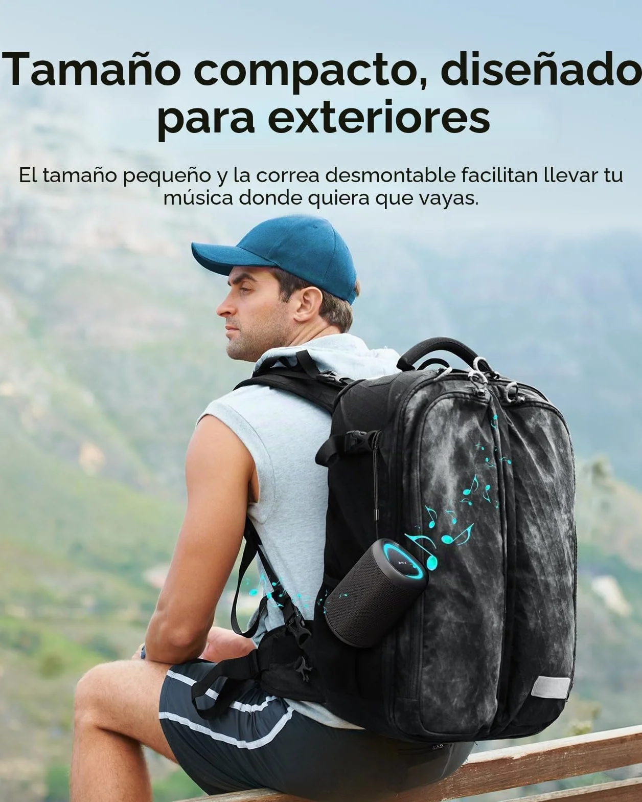 AY Altavoz Bluetooth Portátil con Luces, Impermeable IPX5, Parlante Estéreo, Entrada AUX&TF-Card, Autonomía de 24H, Altavoz Inalámbrico Bluetooth 5.3 Compacto para Camping,Viajes, Aire Libre