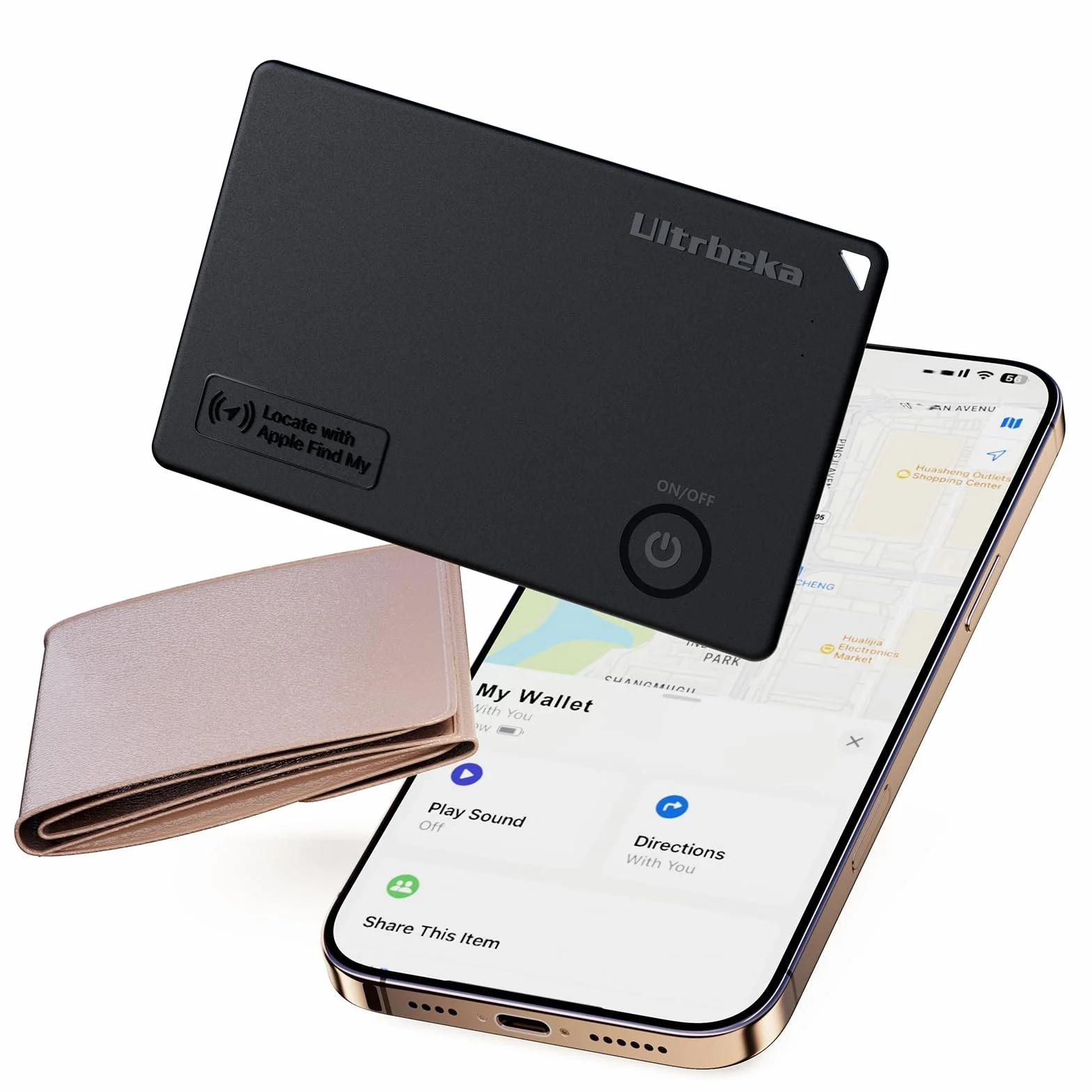Ultra-Delgado Wallet Tracker MFi Certificado Compatible con Apple Find My | para Carteras, Llaves y Bolsos | Individual 1 Pack