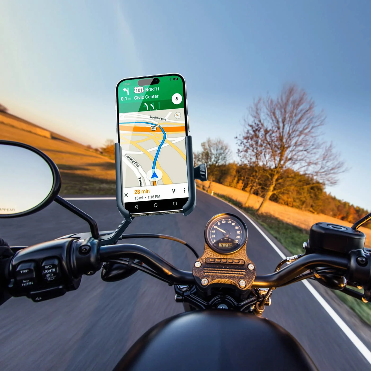Soporte Móvil Moto para Espejo Retrovisor 360 Rotación
