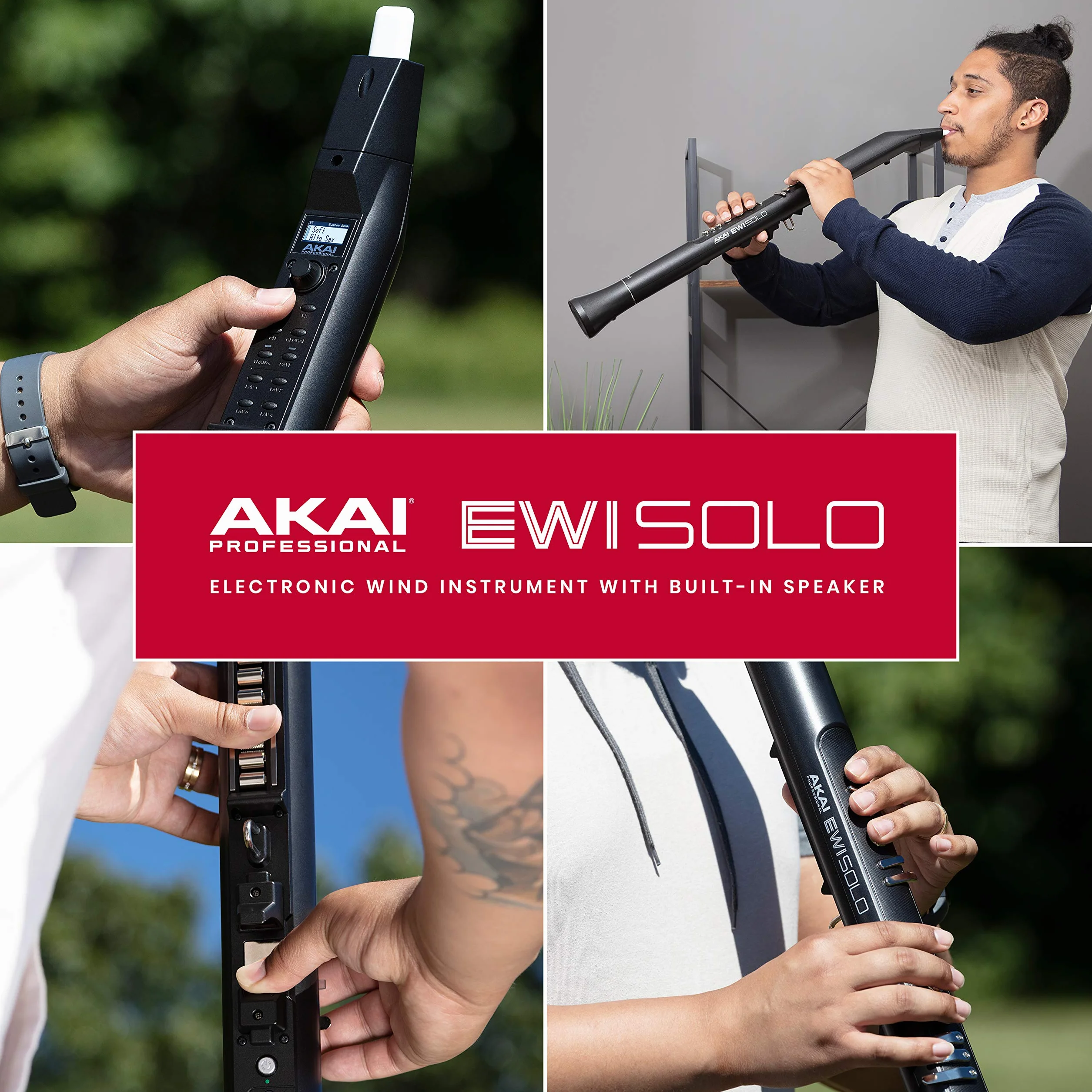 Akai Professional EWI Solo - Instrumento Electrónico de Viento con Altavoz Incorporado, Batería Recargable, 200 Sonidos y Conectividad MIDI USB