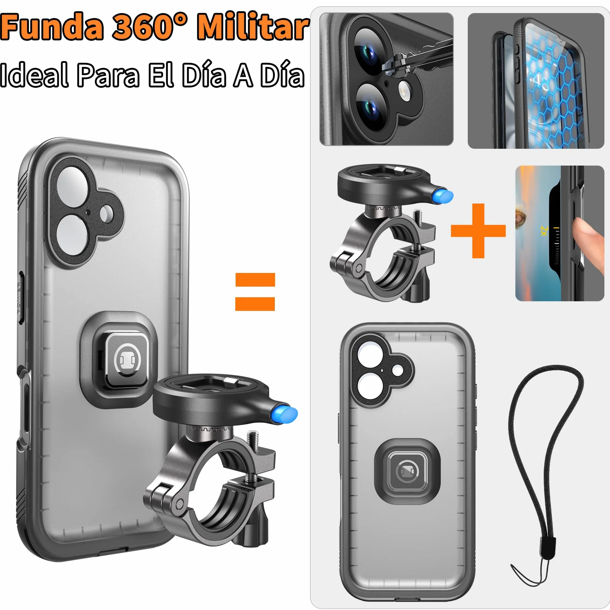 Cozycase Soporte Movil Bicicleta Moto para iPhone 13 Mini - Impermeable Antivibracion Suporte Telefono Manillar MTB/Btt/Scooter/Patinete/Bici Electrica/Carretera/Motocicleta Metal Bike Phone Holder