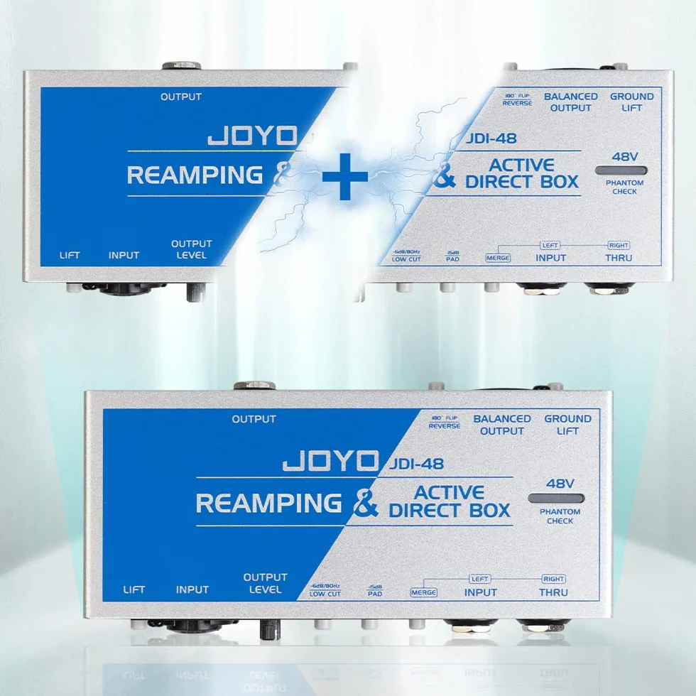 JOYO Reamp passive & Direct Box Phantom Powered Active All-in-one, dispositivo de grabación portátil DI BOX con entrada XLR de 6,35 mm y 2 en 1 para rendimiento de bajo de guitarra o grabación