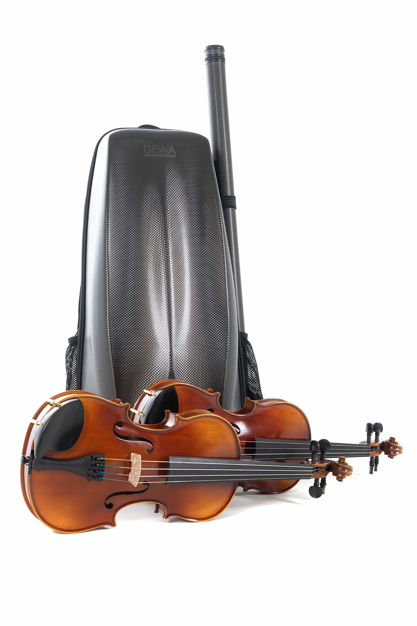 GEWA Space Bag Titanium con estuche para arco - Estuche/mochila para violín de 4/4-3/4 - Tapa exterior de policarbonato - Parte trasera ergonómica - Compartimentos para accesorios