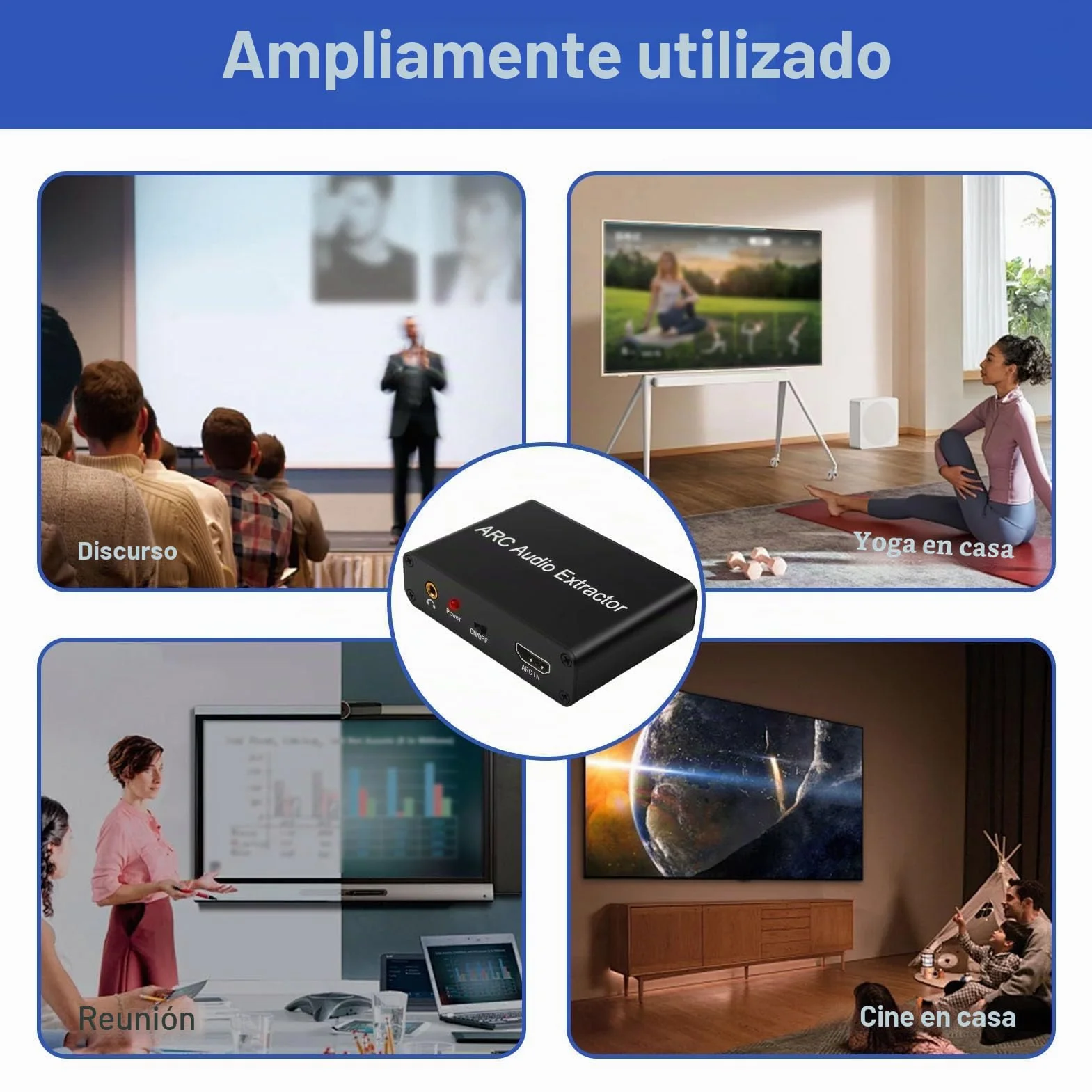 Extractor Audio HDMI ARC DAC 192kHz Óptico Toslink Coaxial a RCA L/R 3.5mm Jack