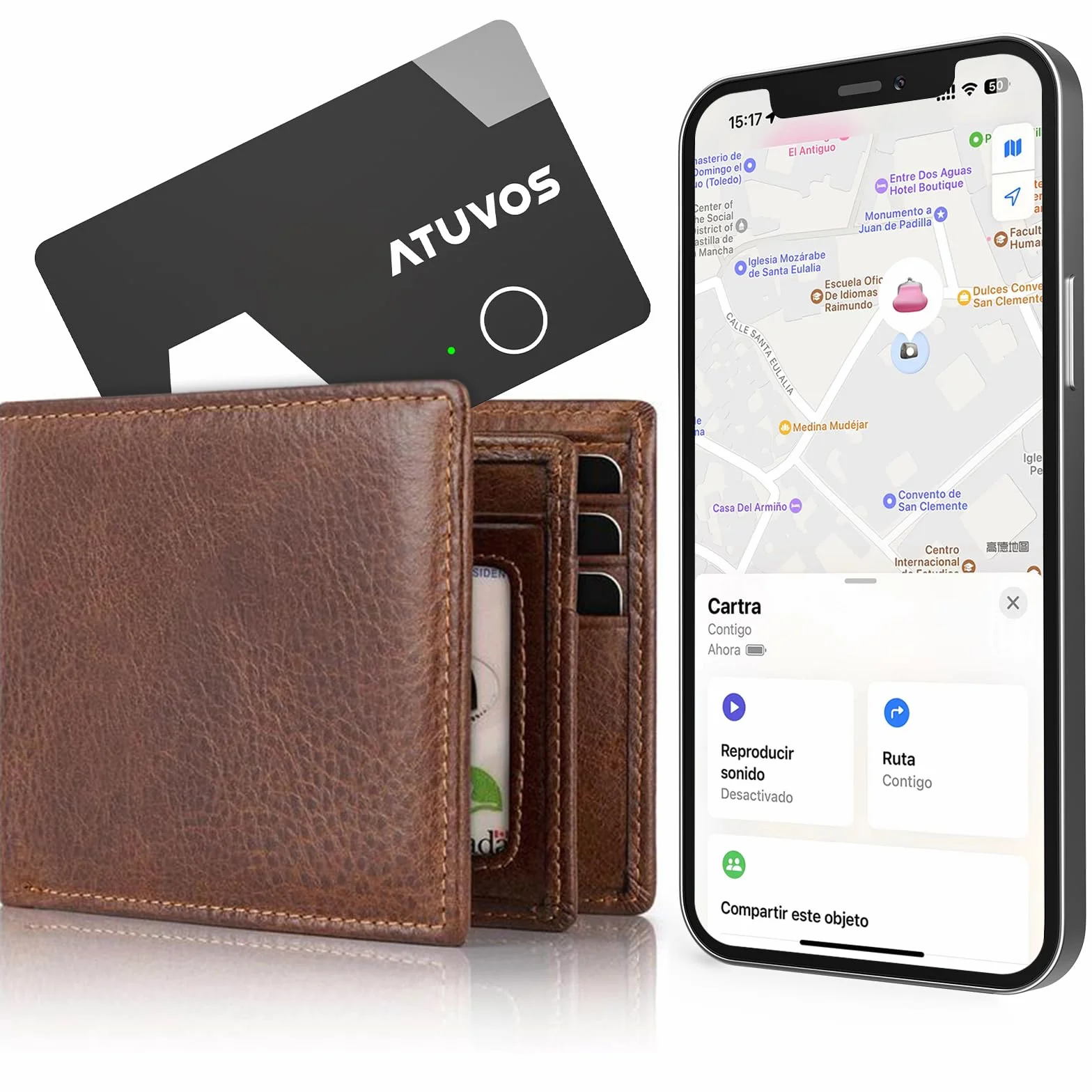 ATUVOS Air Tag Card Recargabilidad Tracker Ultradelgado 1.6mm, Bluetooth Smart Localizador Compatible con App Buscar Apple (Sólo iOS, Android Not Supported), Buscador para Cartera, Maletas, Pasaporte