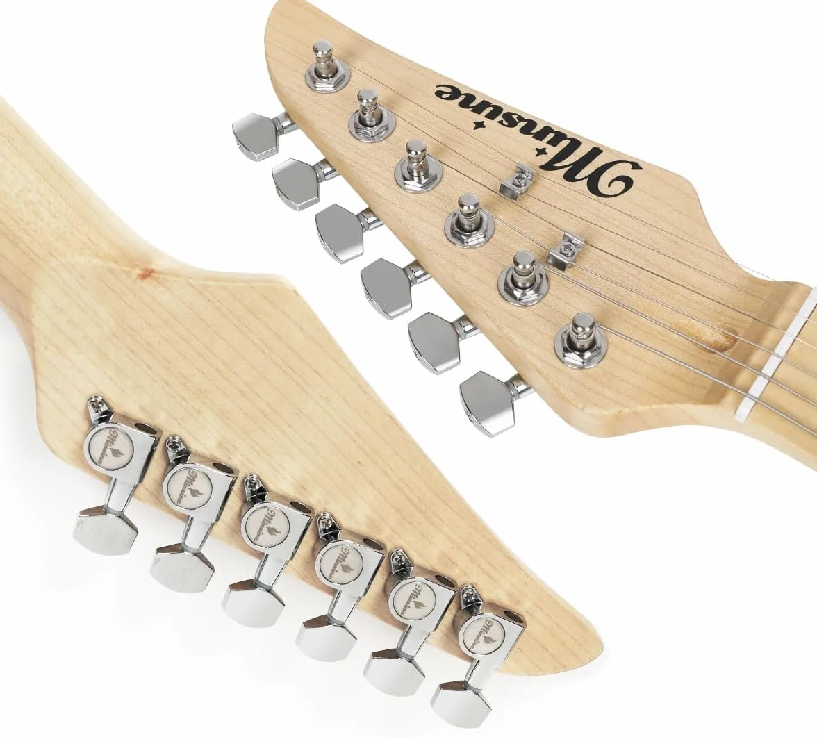 Bullfighter Guitarra eléctrica para adultos principiante, traje de guitarra rock profesional para hombres y mujeres con bolsa de guitarra, correa, púas, afinador, cuerdas y cable (Verde)