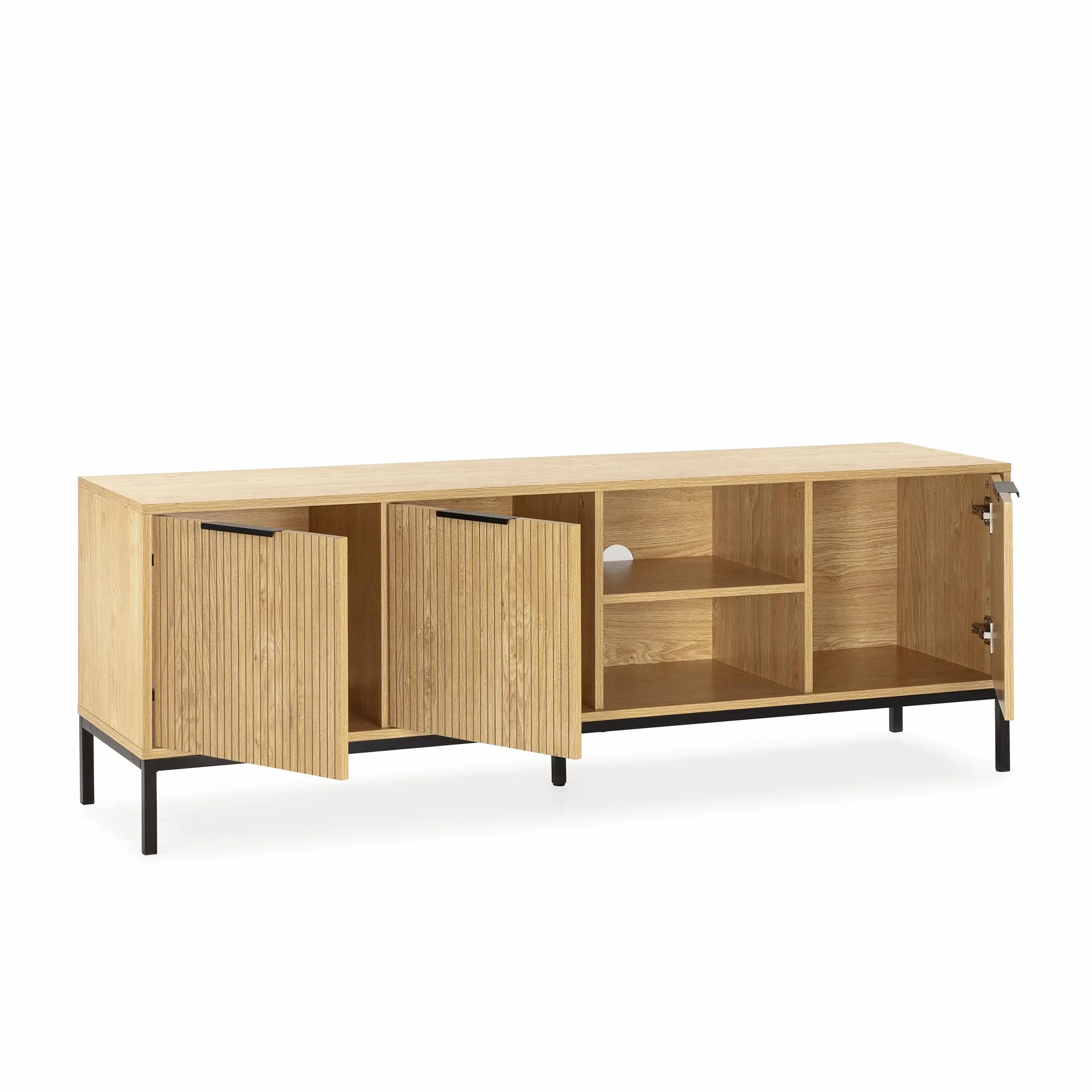HOMN LIVING Mueble TV Mónica 3 Puertas Color Madera, 160 cm (Ancho) 40 cm (Profundo) 55 cm (Altura)