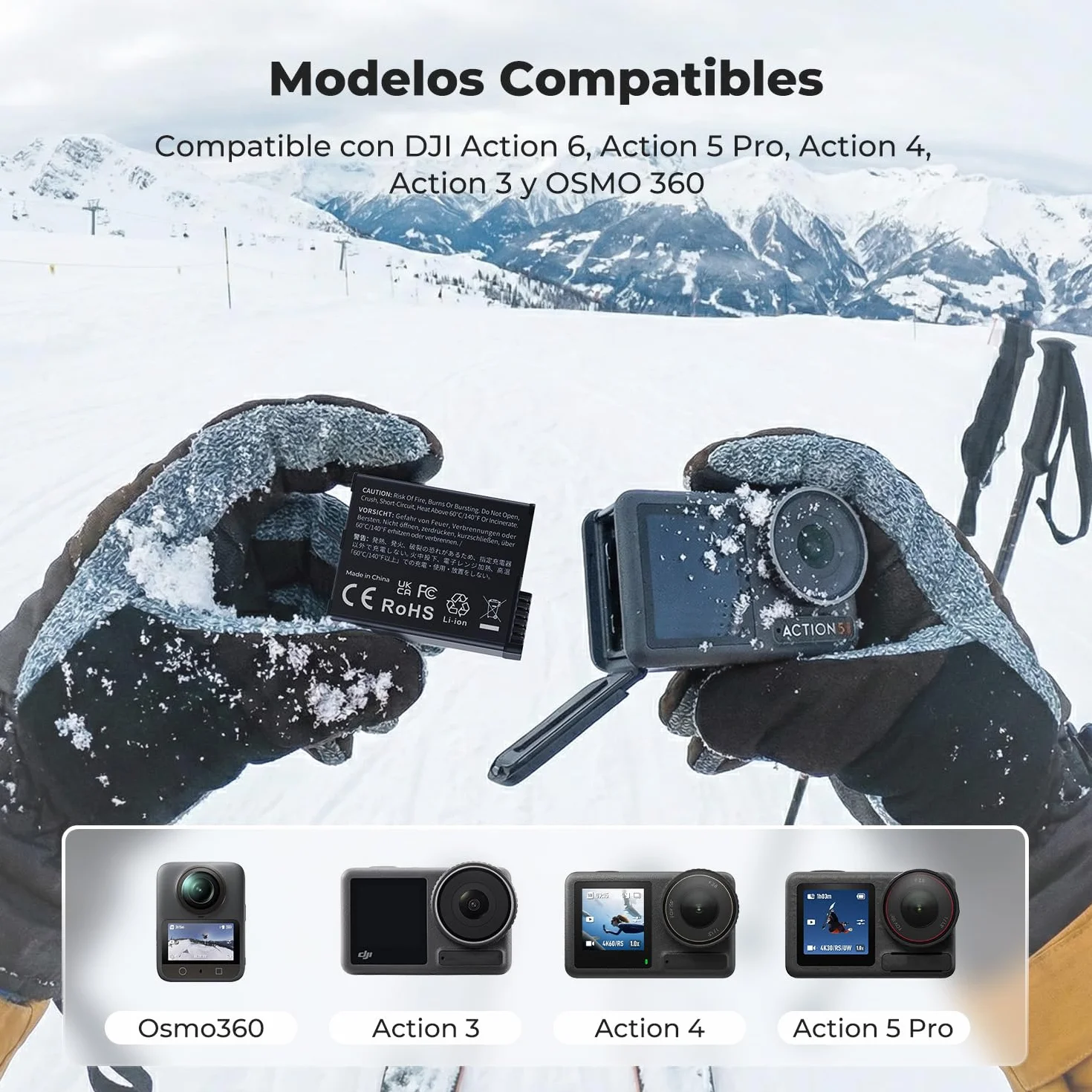 K&F CONCEPT OSMO 360 3x2100mAh Batería y Cargador Compatibile con dji OSMO Action 5 Pro, Action 6, Action 4, Action 3, Cámaras OSMO 360