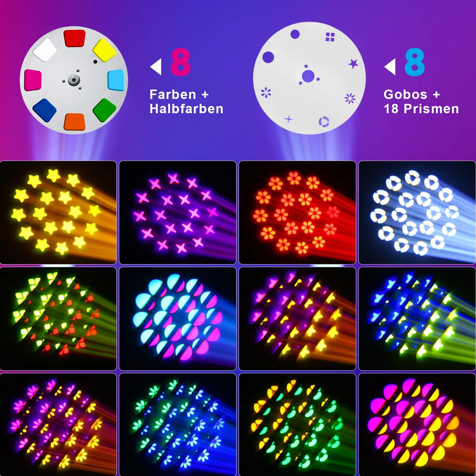 4 unidades 150W cabeza móvil LED luces para iluminación de escenario y Caja de transporte Fly case, luces de fiesta activadas por sonido para bodas, iglesias y eventos en vivo