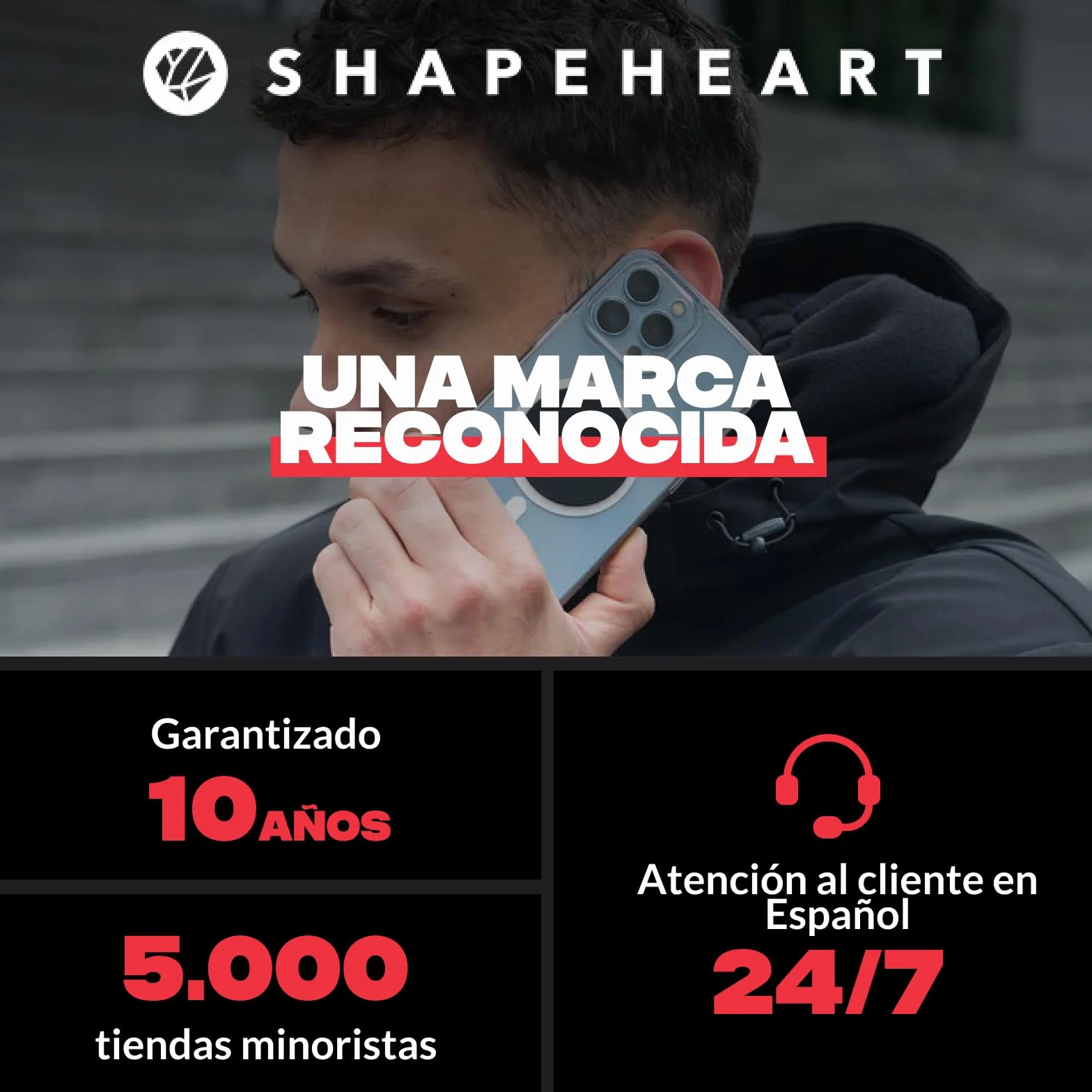 Shapeheart Soporte Móvil Moto Magnético con Fijación Manillar Universal Placa Metálica