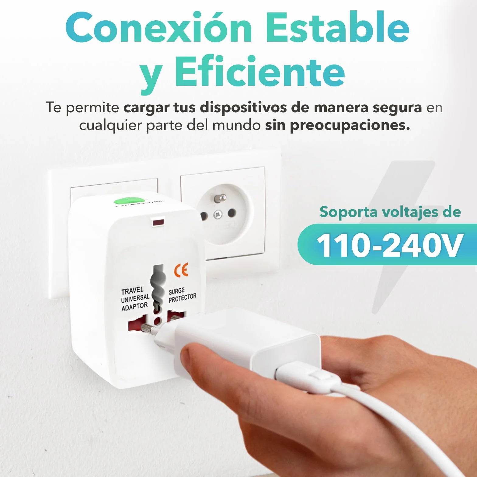 Pack de 2 – Adaptador Enchufe Universal de Viaje, Travel Adapter, Toma Internacional de Corriente, Todo en Uno – Compatible con más de 150 Países (Europa, Australia, UK, USA y más)