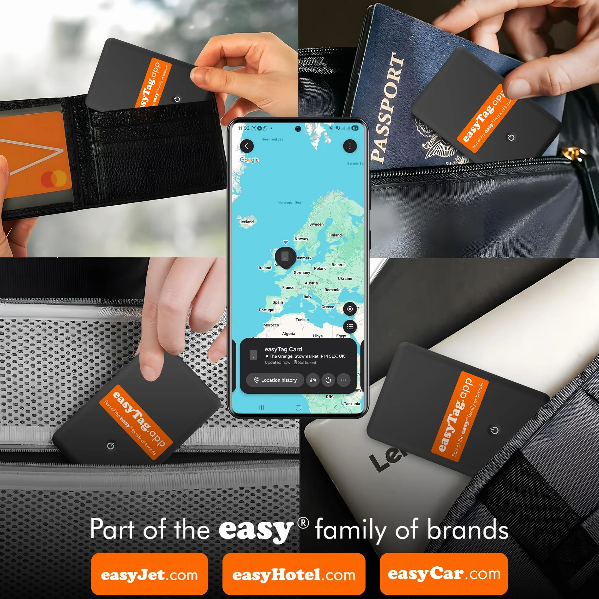 easyTag Card Tracker (Solo Samsung) - Tarjeta Localizador Cartera Slim y Global para el Rastreo de Carteras, Bolsas, Maletas y Equipaje. de Rastreo Recargable Compatible con la App Samsung SmartThings