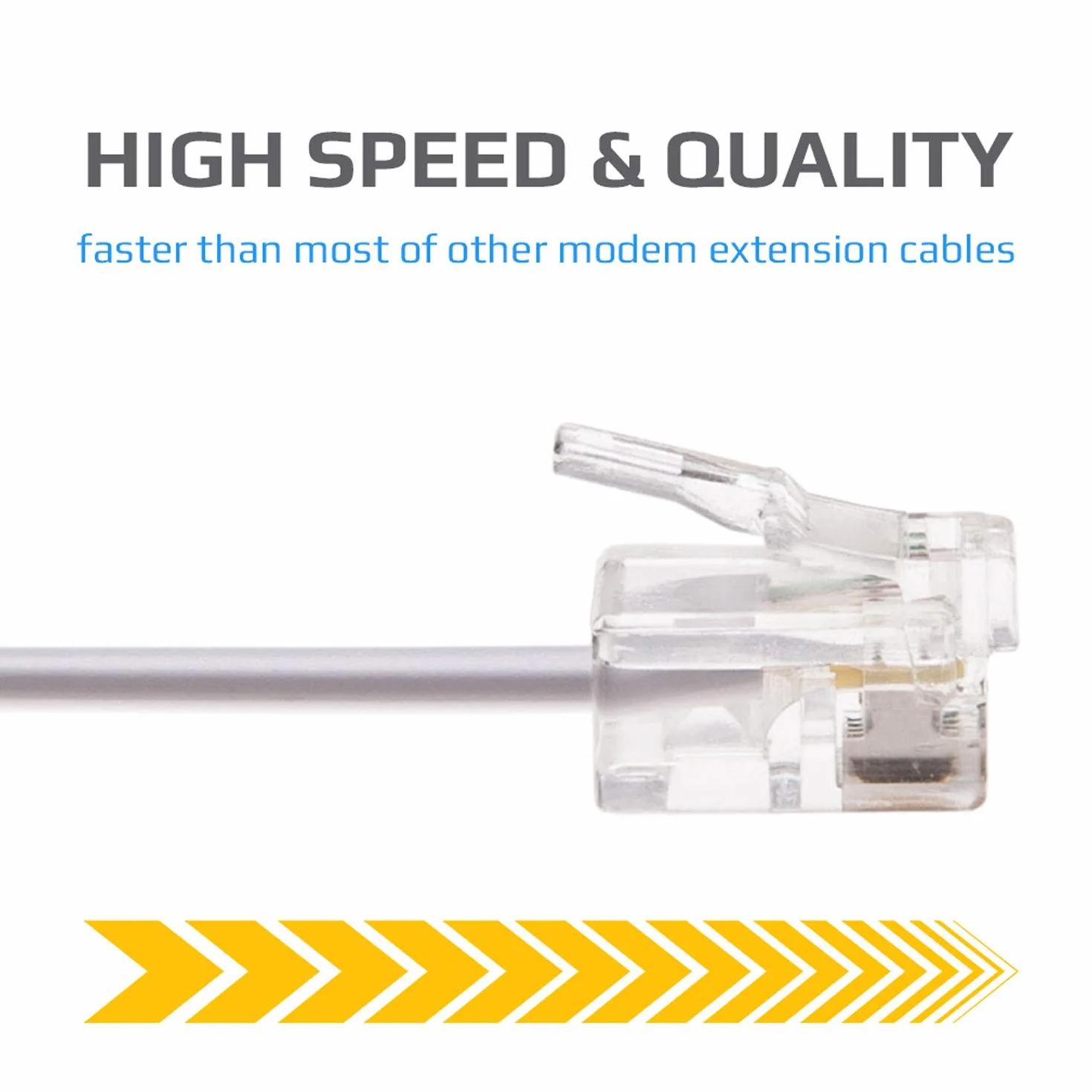 RJ11 Cable ADSL 5m de Extensión Telefónico Conector Telecom de Banda Ancha de Internet de Alta Velocidad de Macho a Macho Enrutador y Módem a RJ11 Enchufe de Teléfono, Microfiltro (Blanco)