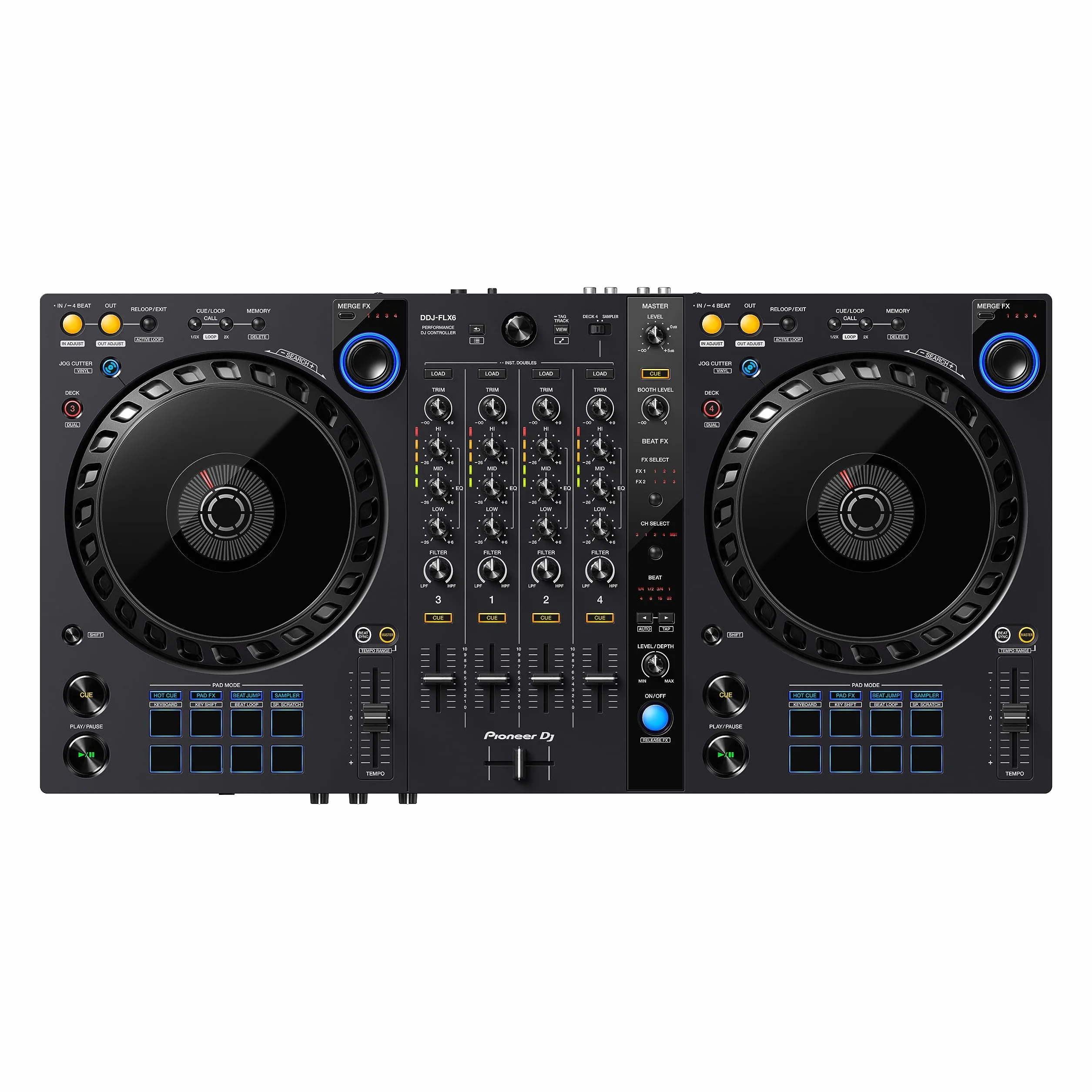 Pioneer DJ DDJ-FLX6 - Controlador DJ de 4 decks para Rekordbox y Serato